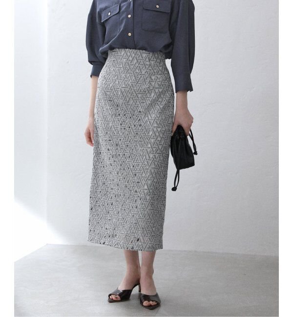  「《追加3》【洗える】レースタイトスカート」|スカート|サックスブルー B