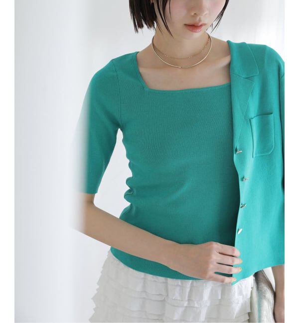  「【洗える】開襟アンサンブル」|ニット・セーター|