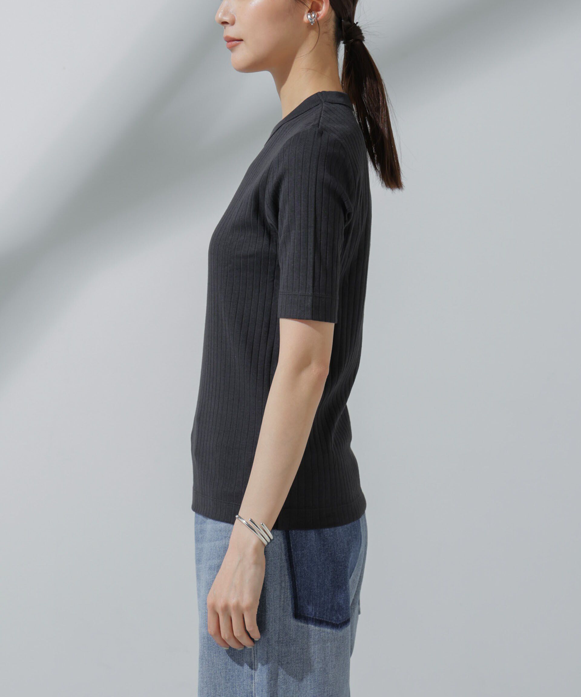 nano･universe「Anti Soaked(R) 汗染み防止 クルーネックリブTシャツ」|Tシャツ・カットソー|