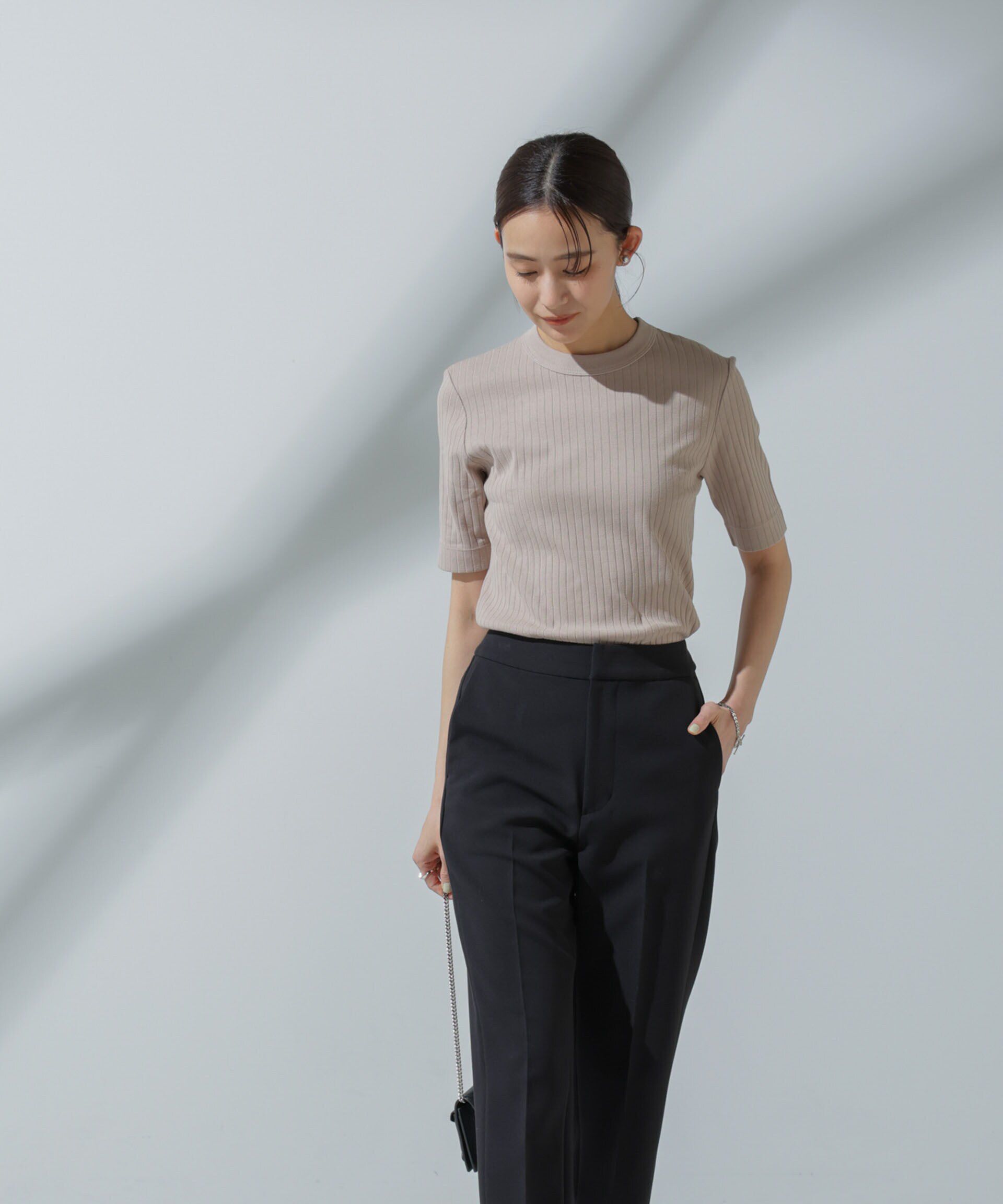 nano･universe「Anti Soaked(R) 汗染み防止 クルーネックリブTシャツ」|Tシャツ・カットソー|