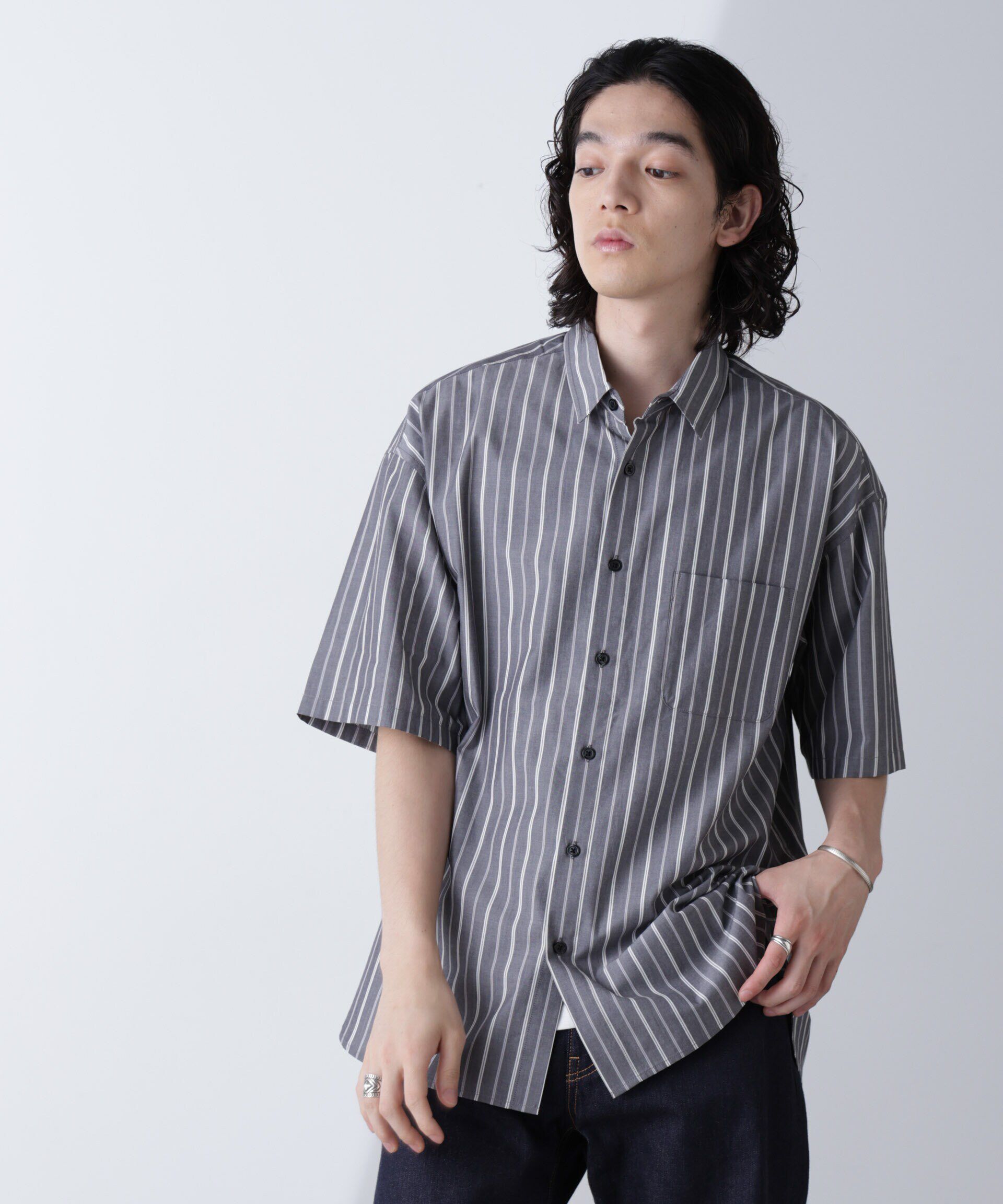 nano･universe「ストライプレギュラーシャツ 半袖」|シャツ・ブラウス|
