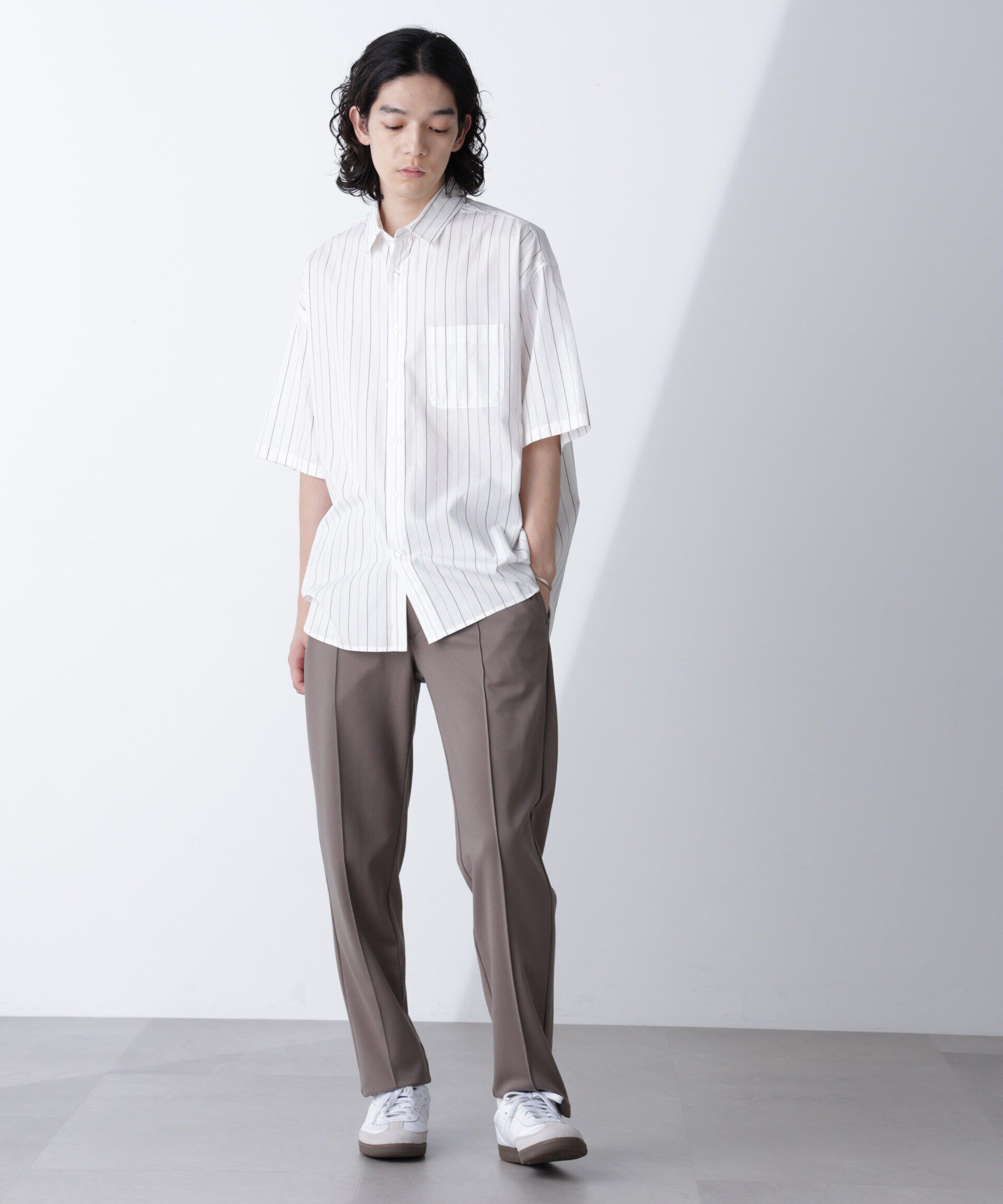 nano･universe「ストライプレギュラーシャツ 半袖」|シャツ・ブラウス|
