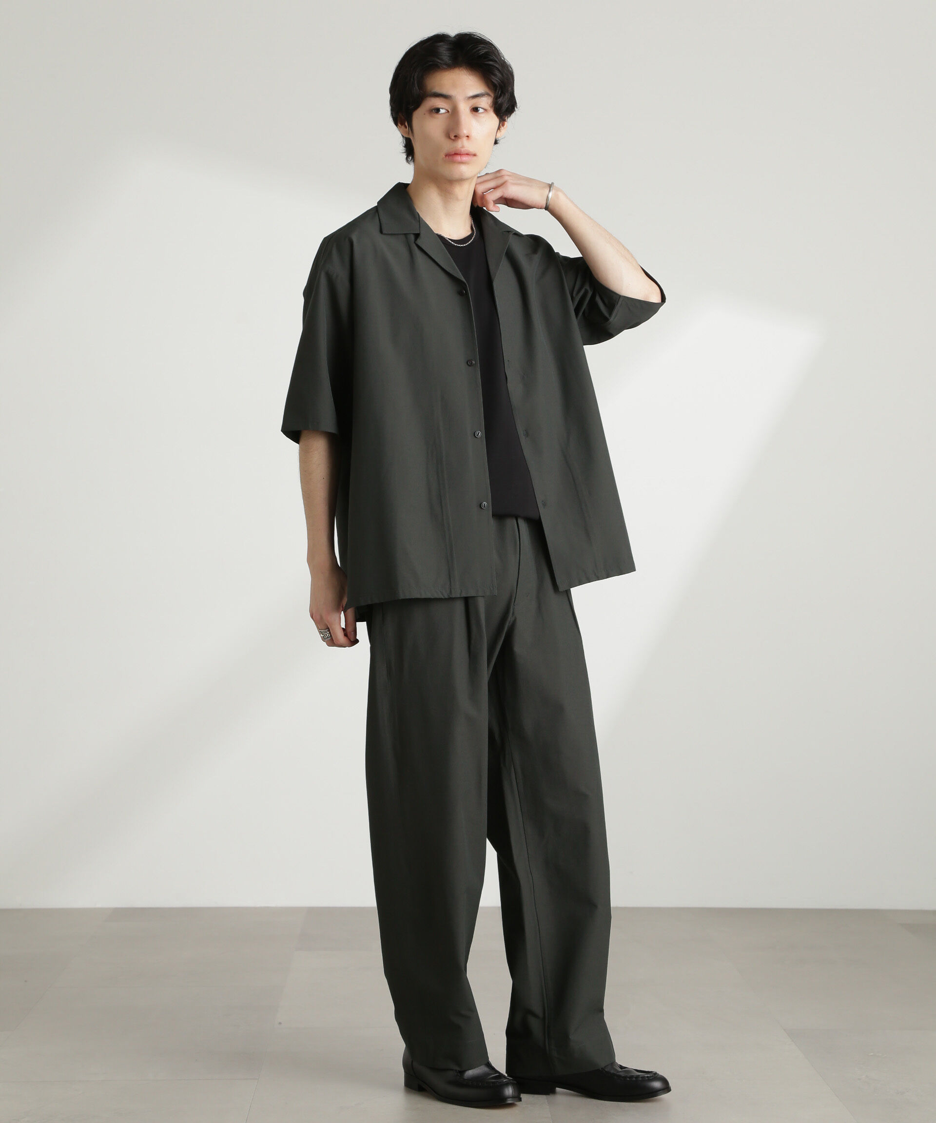 nano･universe「ストレッチワイドイージーパンツ(セットアップ可)」|チノ|