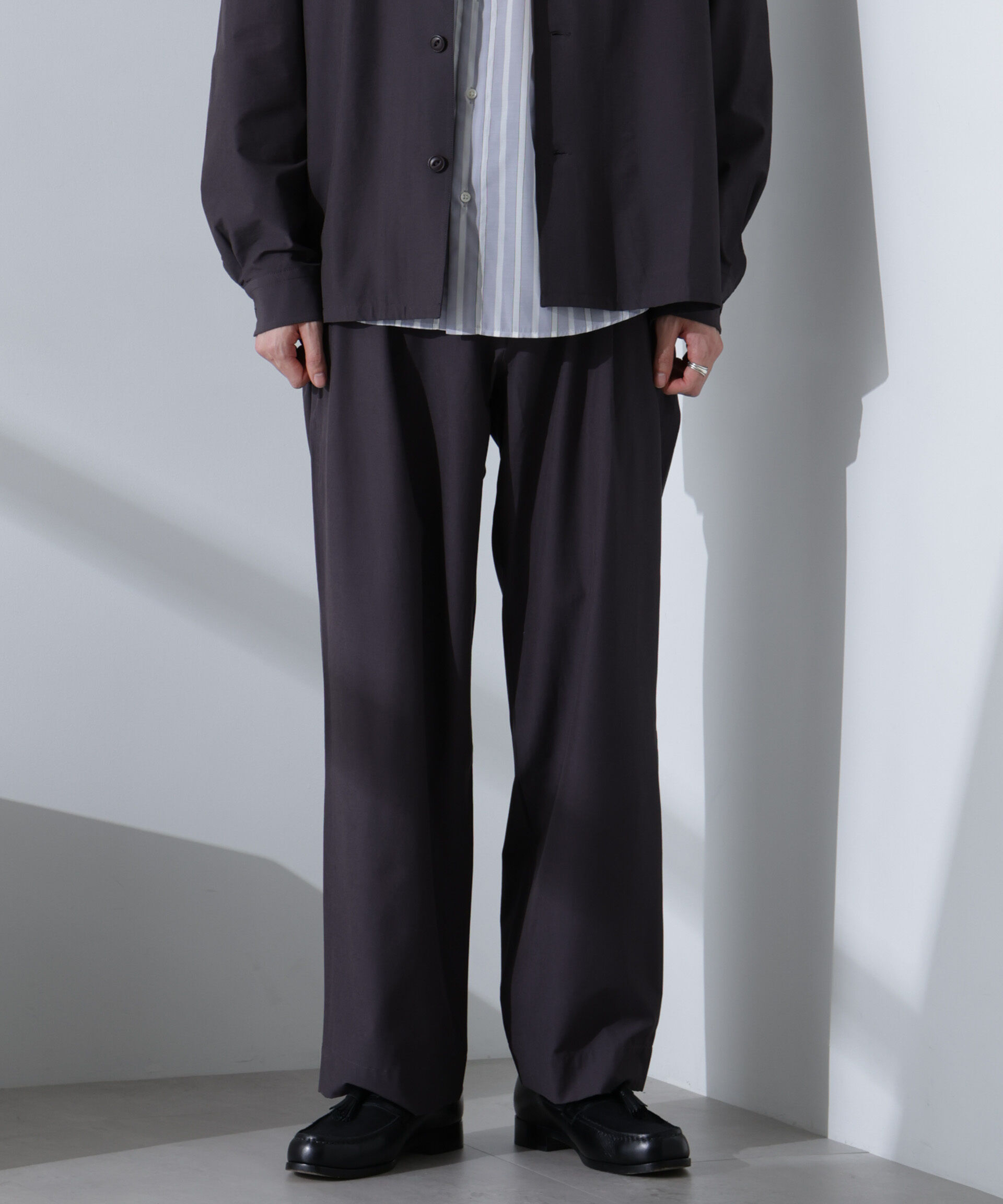 nano･universe「ストレッチワイドイージーパンツ(セットアップ可)」|チノ|