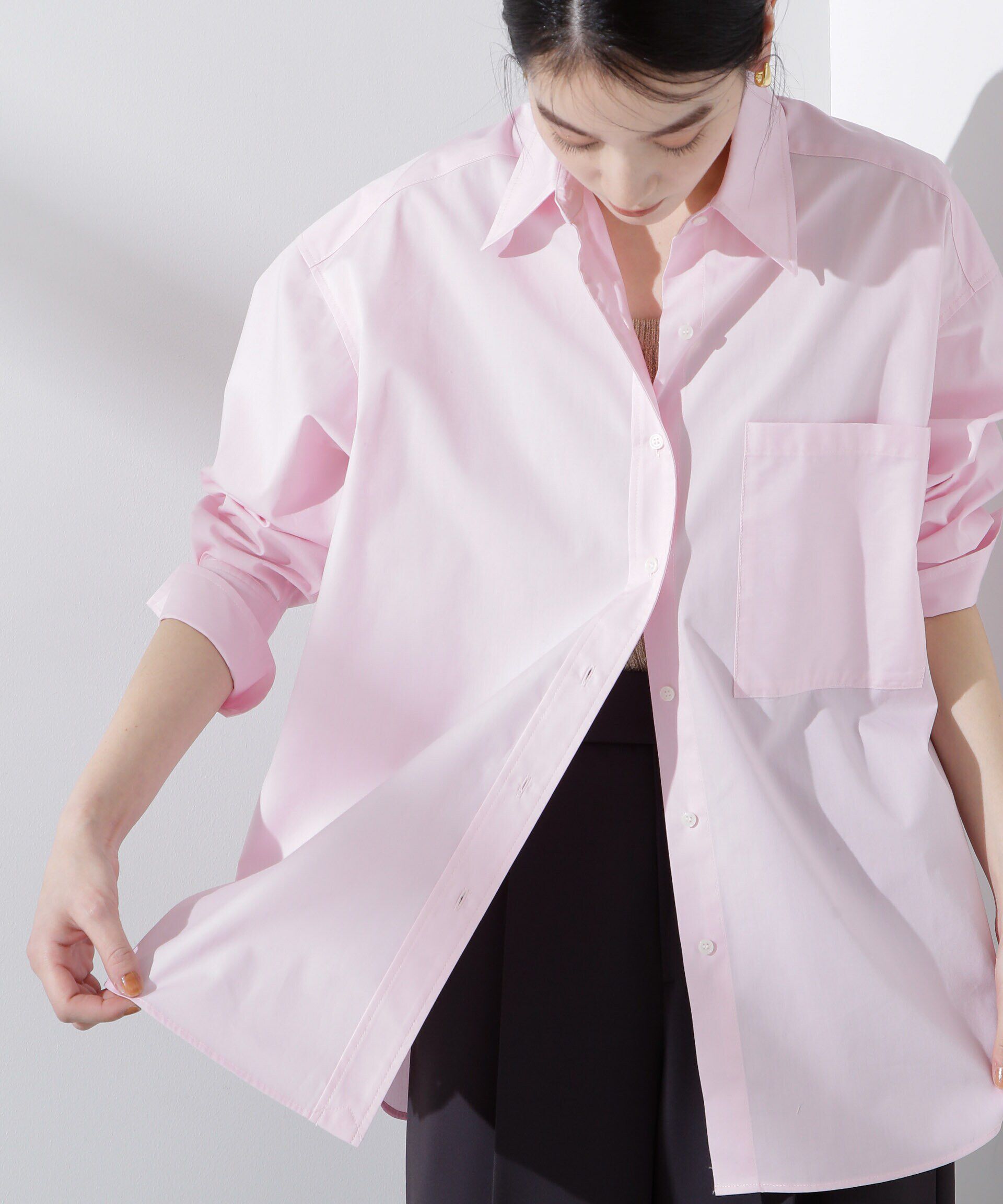 nano･universe「バッククロスオーバーシャツ」|シャツ・ブラウス|ピンク