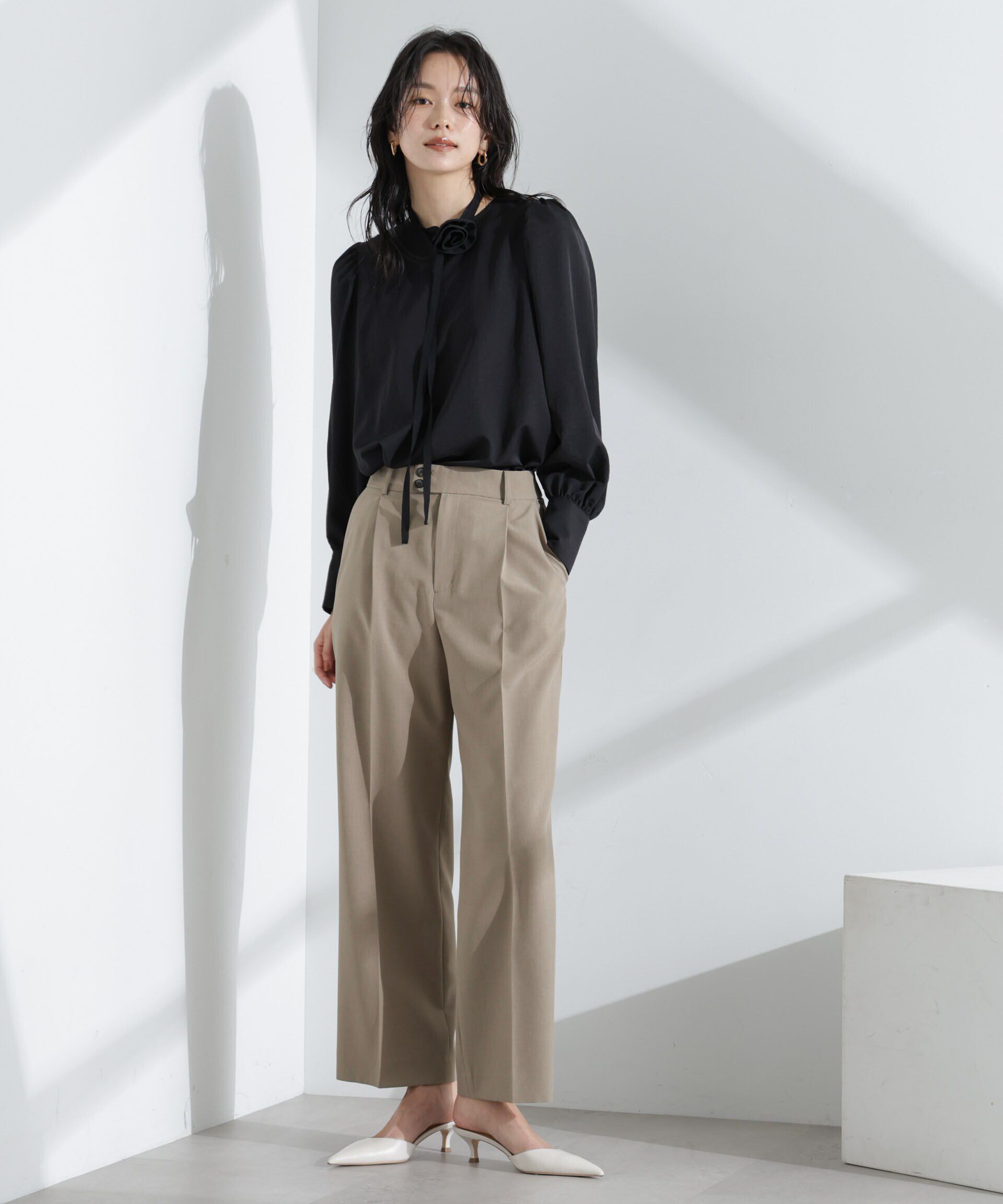 nano･universe「ライトファンクション タックセミワイドパンツ(セットアップ可)」|チノ|