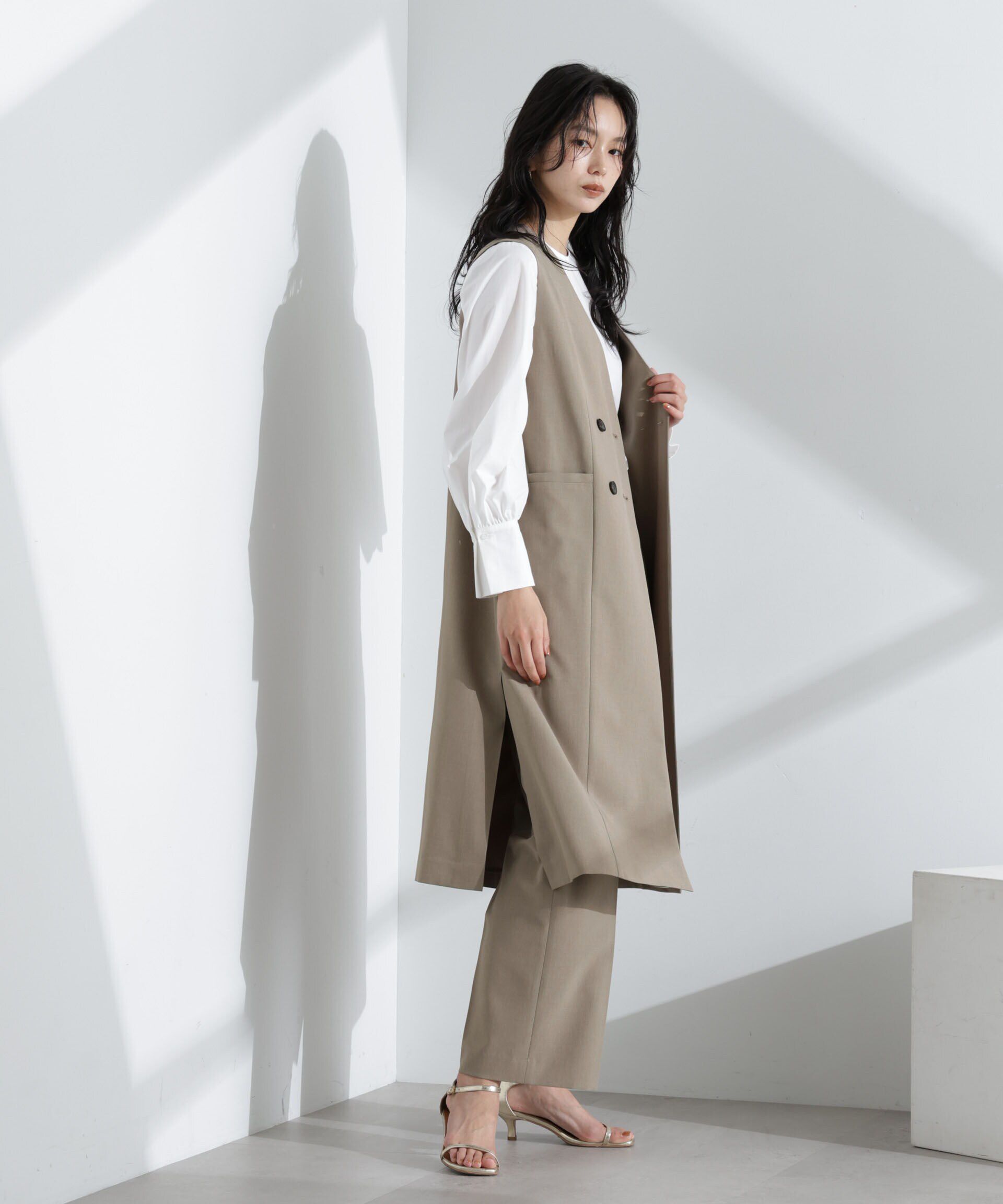 nano･universe「ライトファンクション タックセミワイドパンツ(セットアップ可)」|チノ|