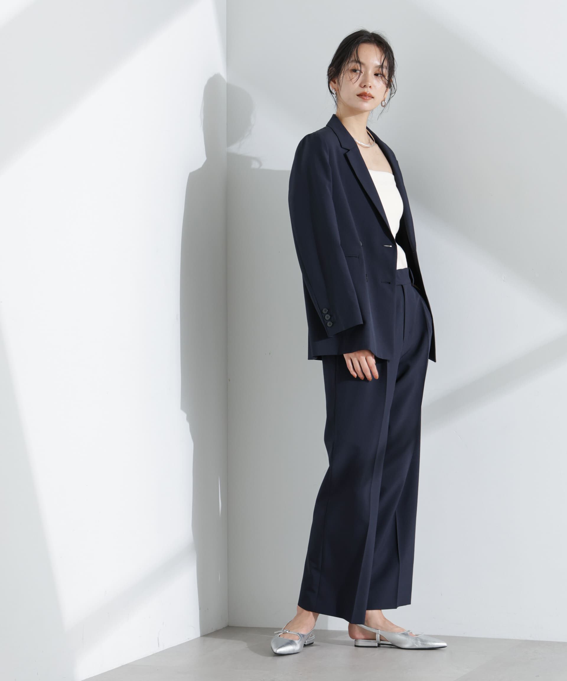 nano･universe「ライトファンクション タックセミワイドパンツ(セットアップ可)」|チノ|