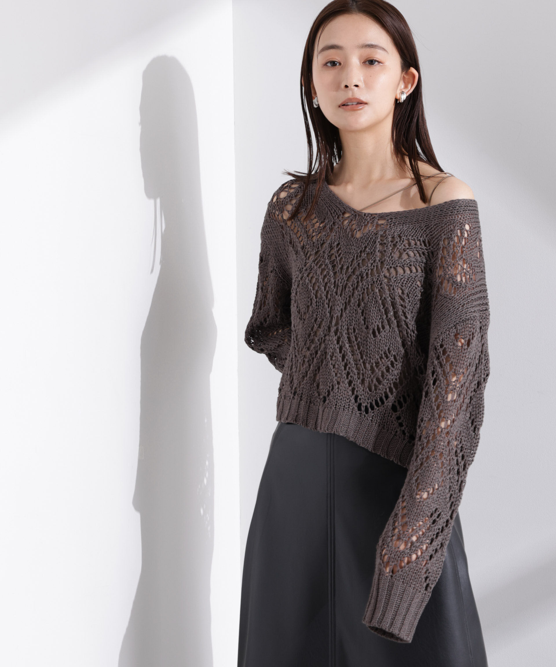 nano･universe「リリヤーン透かし編み柄ニットプルオーバー」|ニット・セーター|