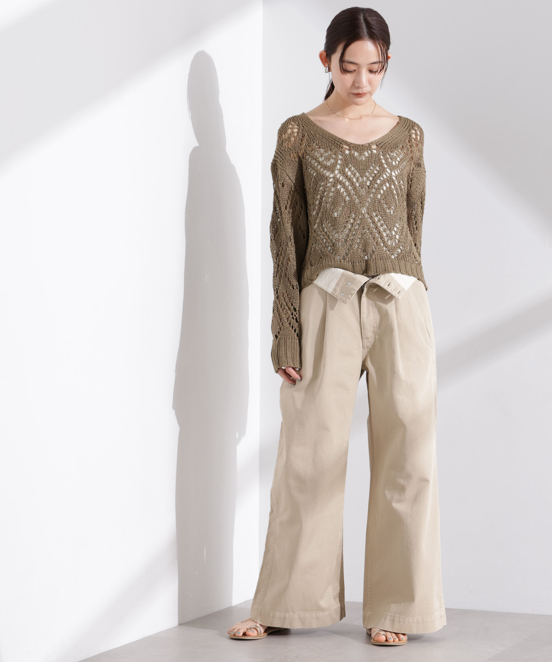 nano･universe「リリヤーン透かし編み柄ニットプルオーバー」|ニット・セーター|