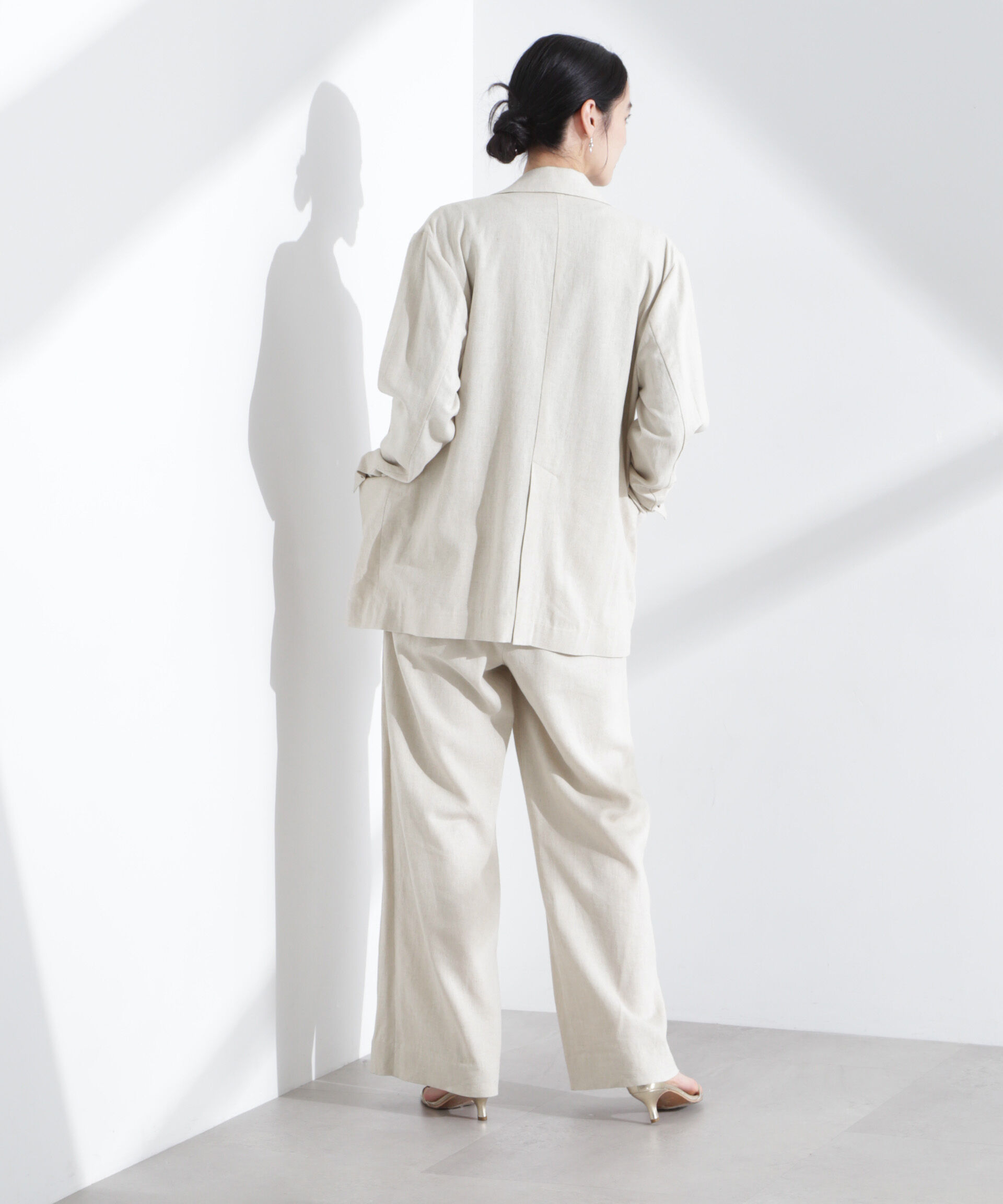 nano･universe「リネン混ボタンレスジャケット(セットアップ可)」|テーラードジャケット|