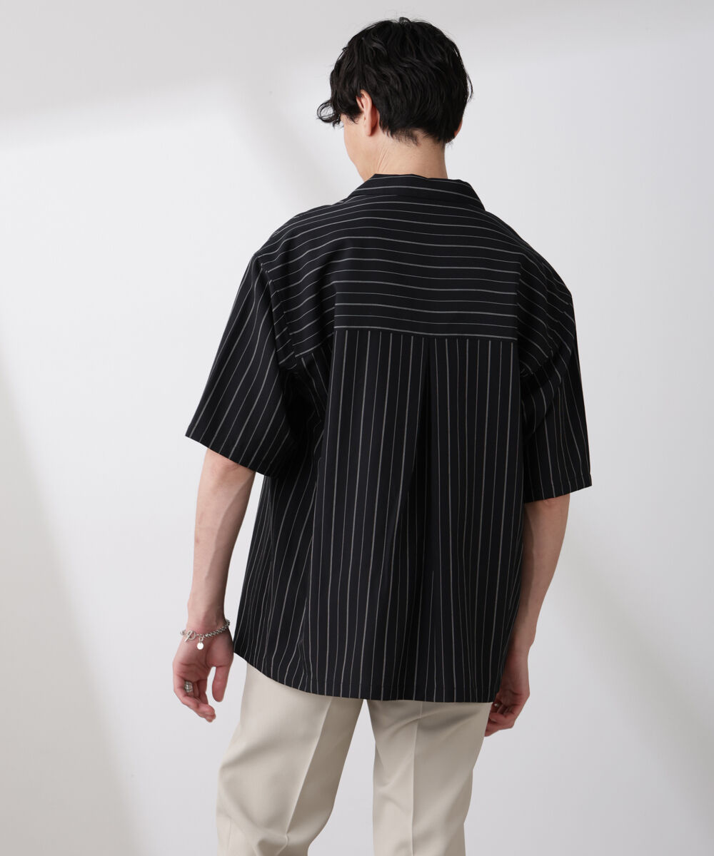 nano･universe「リネンブレンドピンストライプワイドカラーシャツ（セットアップ可)」|シャツ・ブラウス|
