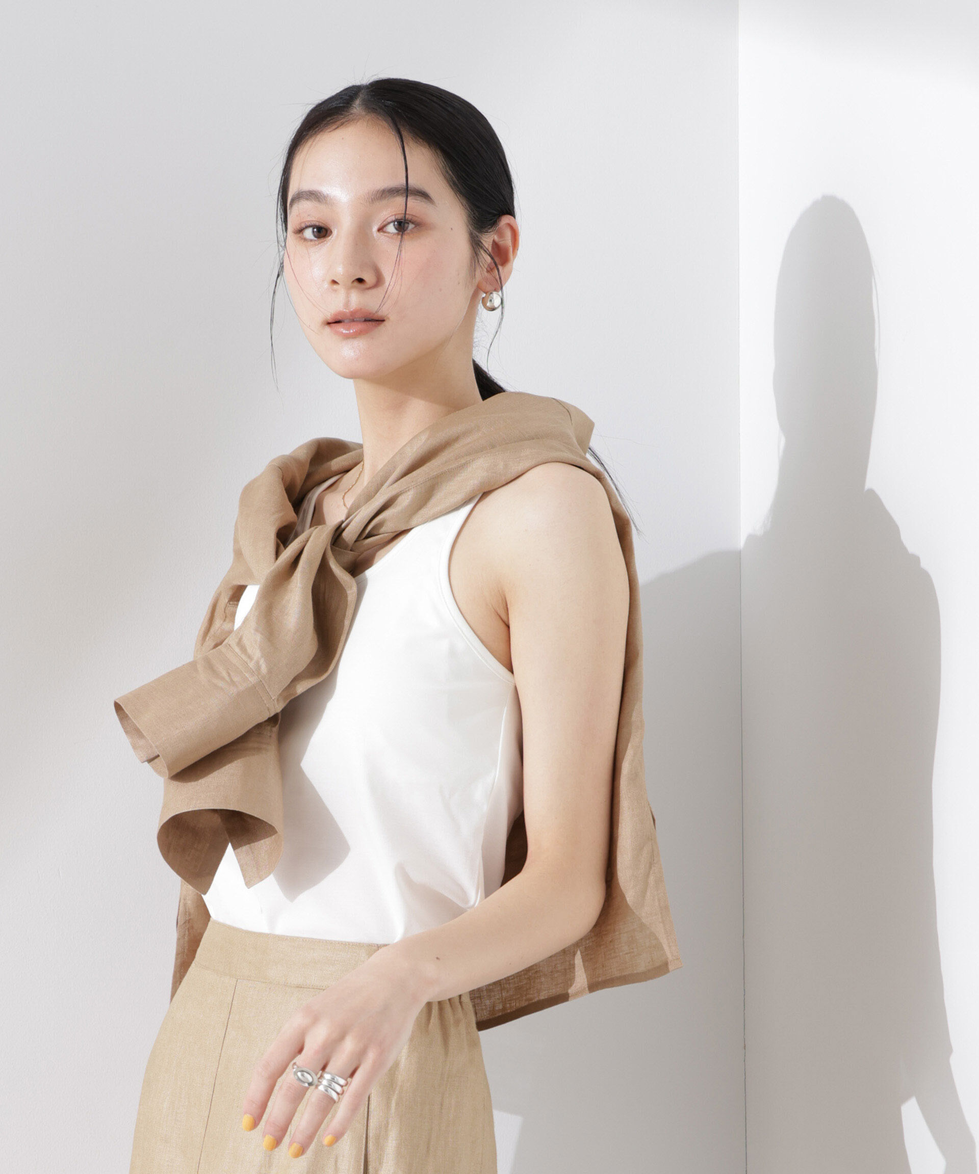 nano･universe「ストレッチポンチカップ付きバックオープンタンクトップ」|Tシャツ・カットソー|