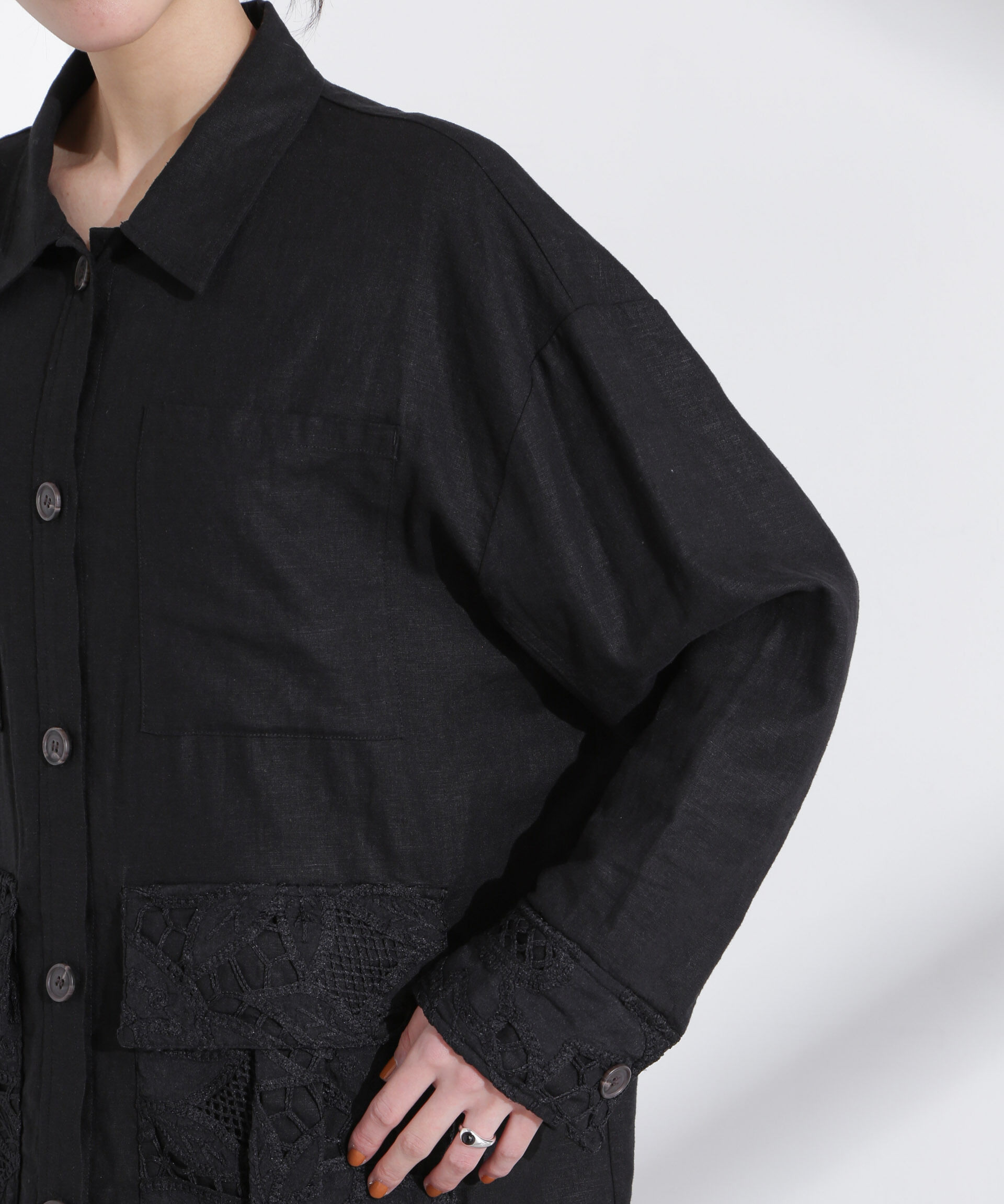 nano･universe「ポイントレースサファリジャケット」|テーラードジャケット|