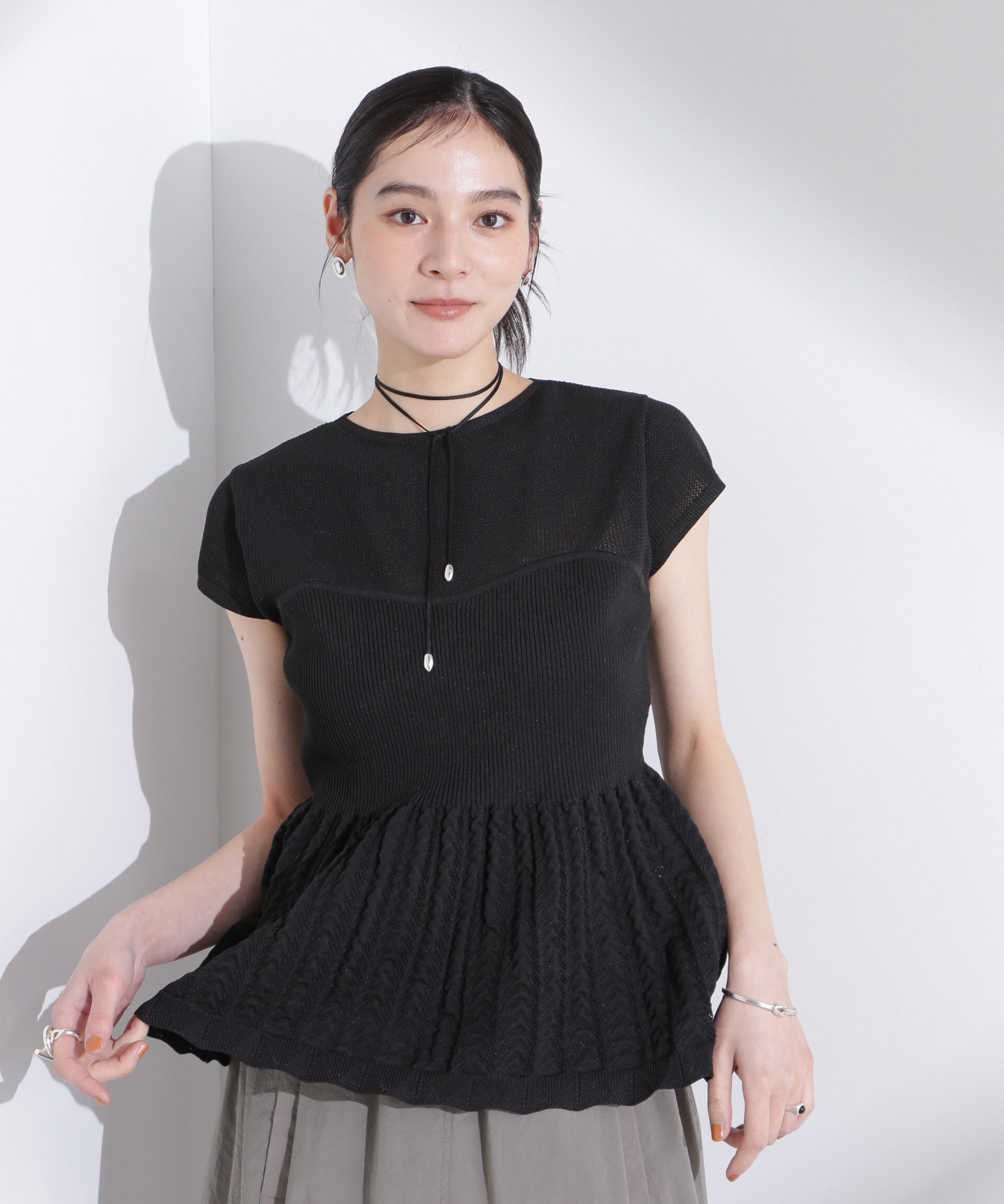 nano･universe「スカラップデザインニットトップス」|ニット・セーター|