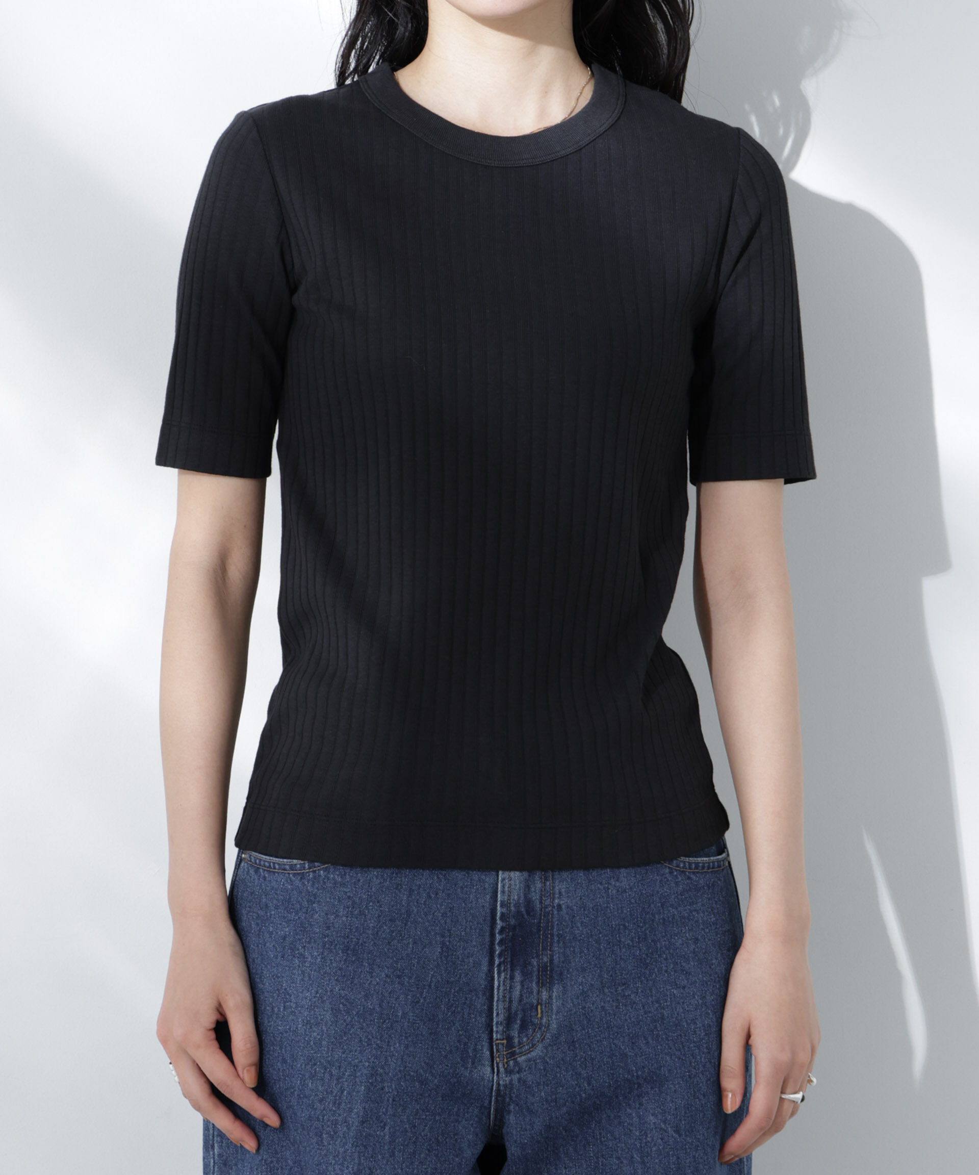 nano･universe「Anti Soaked(R) 汗染み防止クルーネックリブTシャツ」|Tシャツ・カットソー|