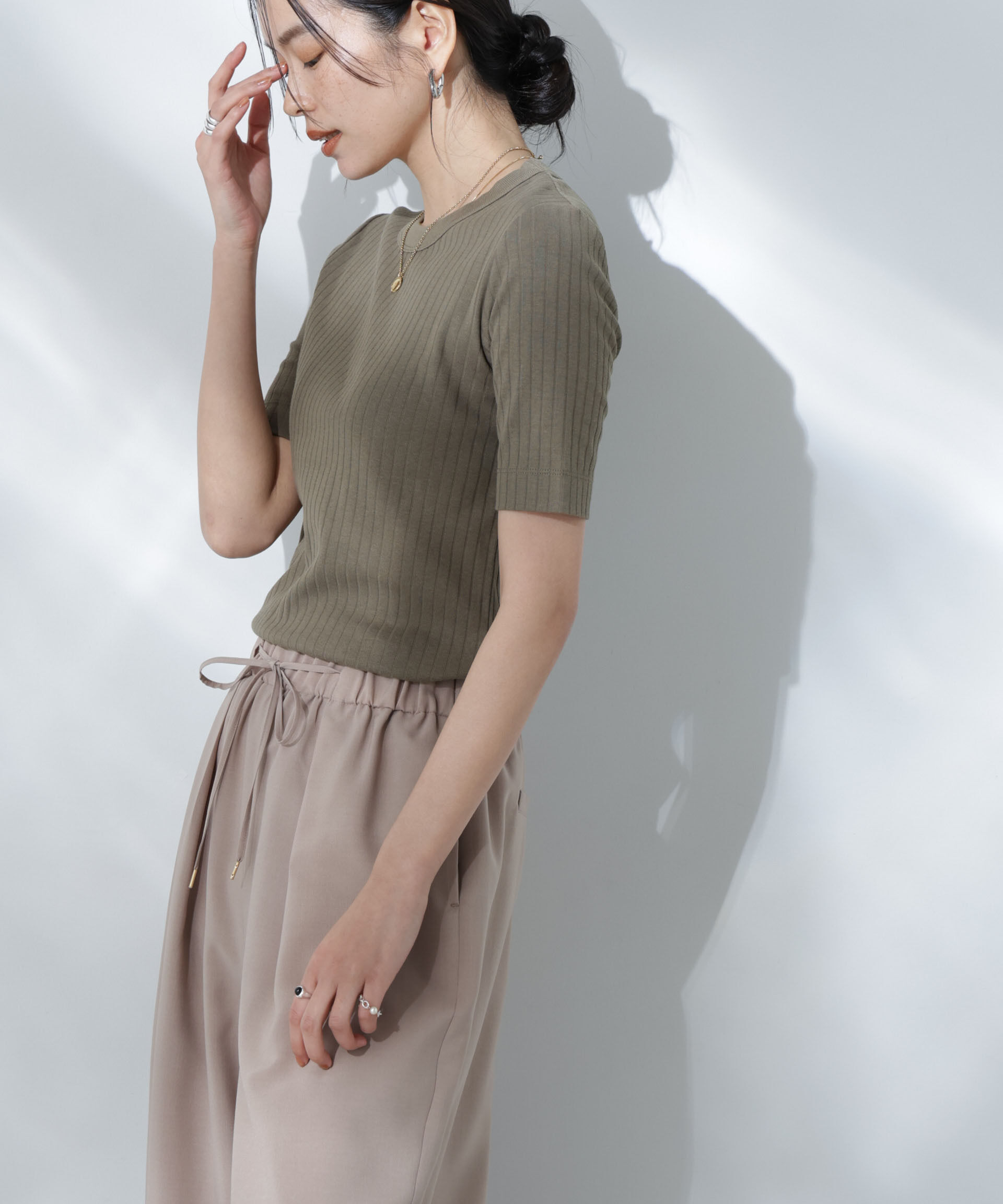 nano･universe「Anti Soaked(R) 汗染み防止クルーネックリブTシャツ」|Tシャツ・カットソー|