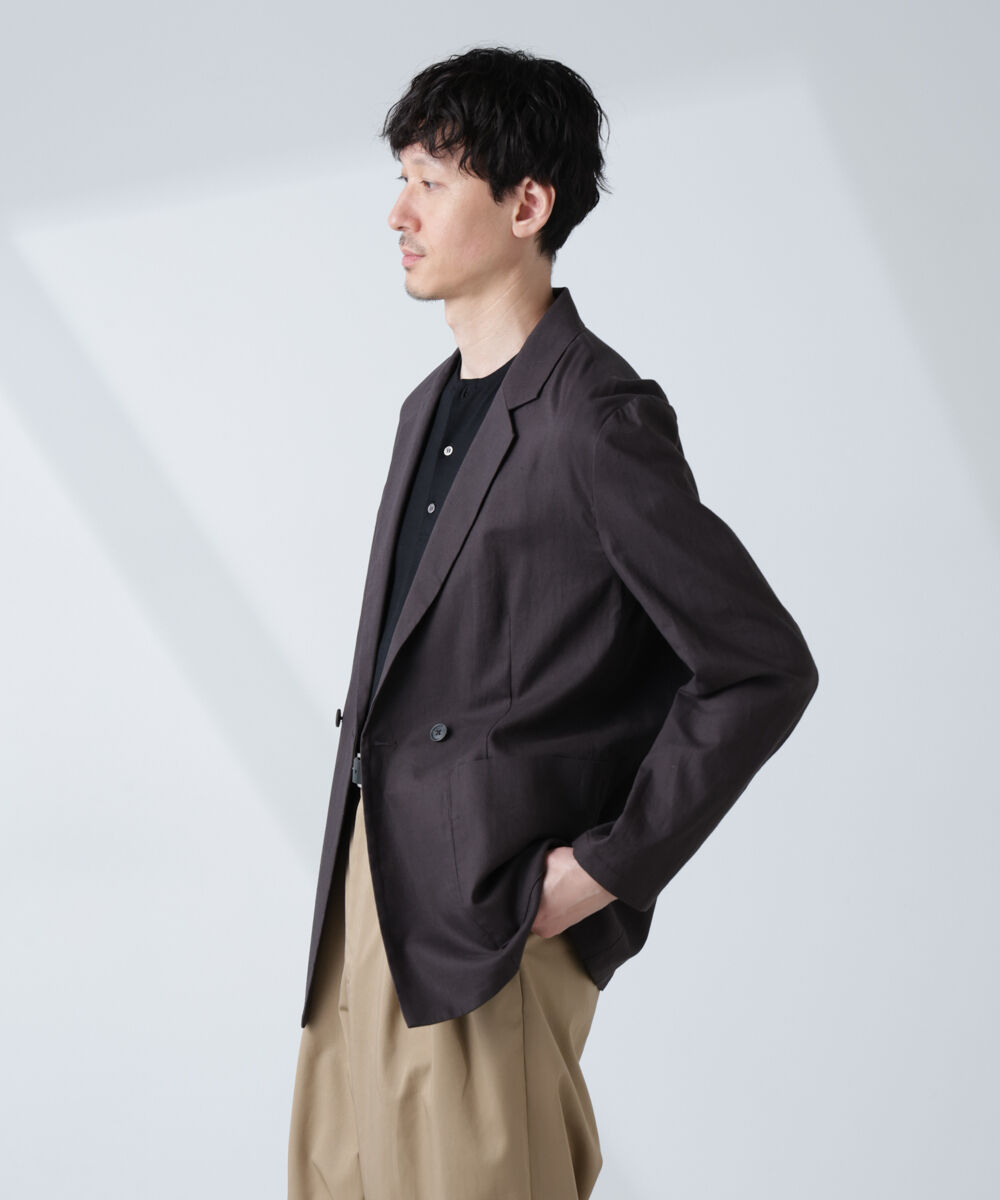 nano･universe「「BELGIUM LINEN FABRICS」リネンコットンダブルジャケット(セットアップ可)」|テーラードジャケット|