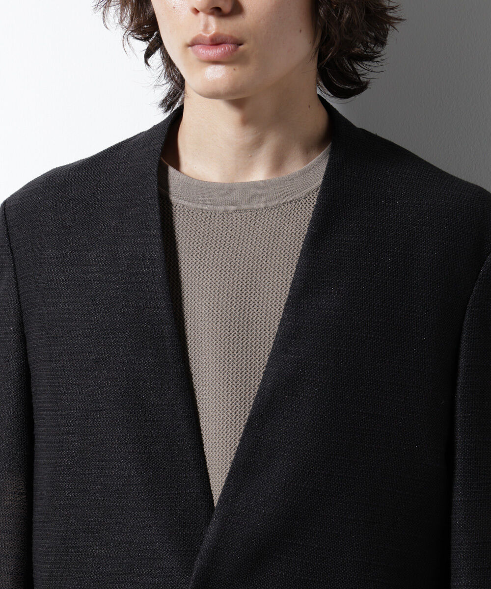 nano･universe「スラブラメ ノーカラージャケット」|テーラードジャケット|