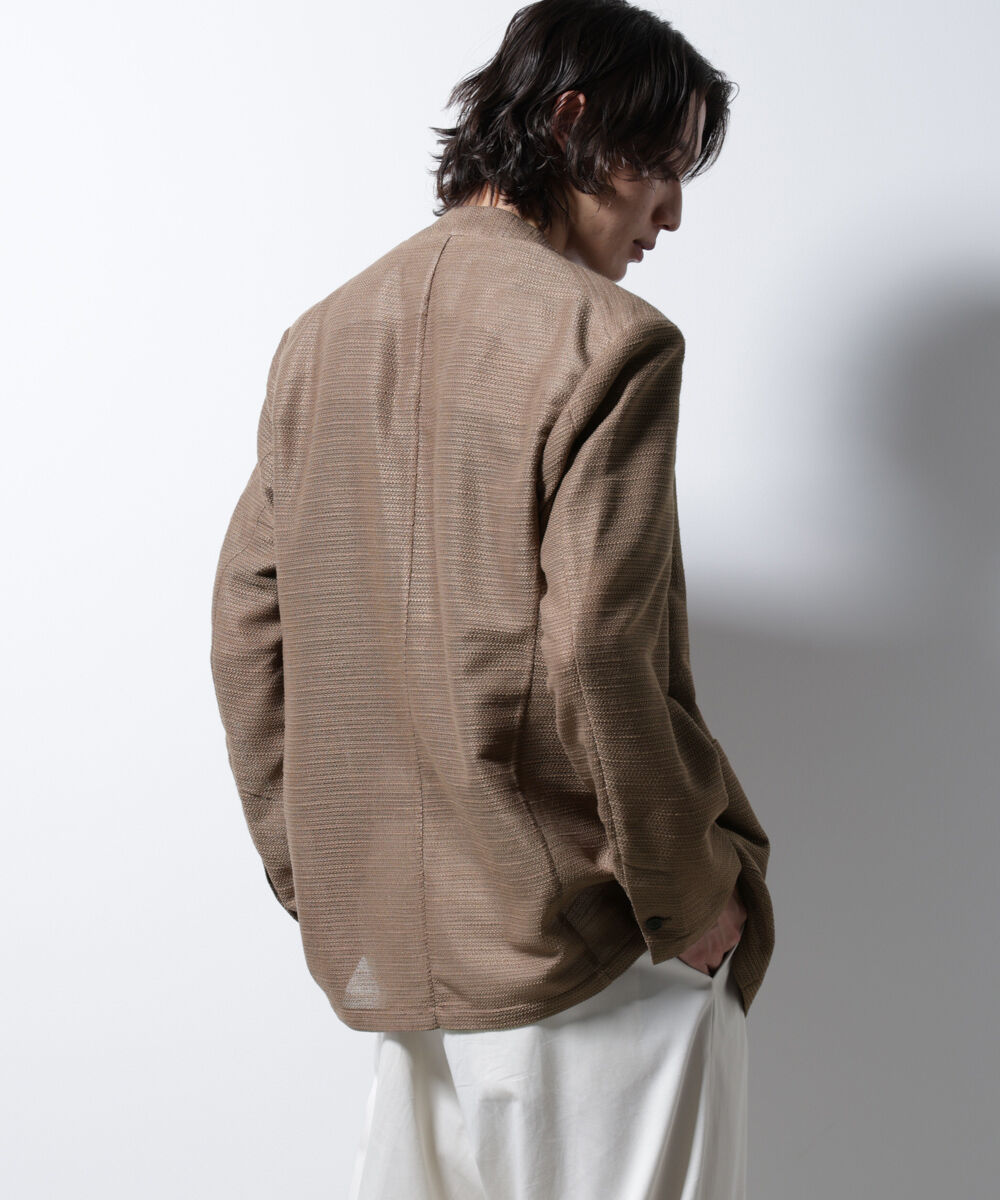 nano･universe「スラブラメ ノーカラージャケット」|テーラードジャケット|