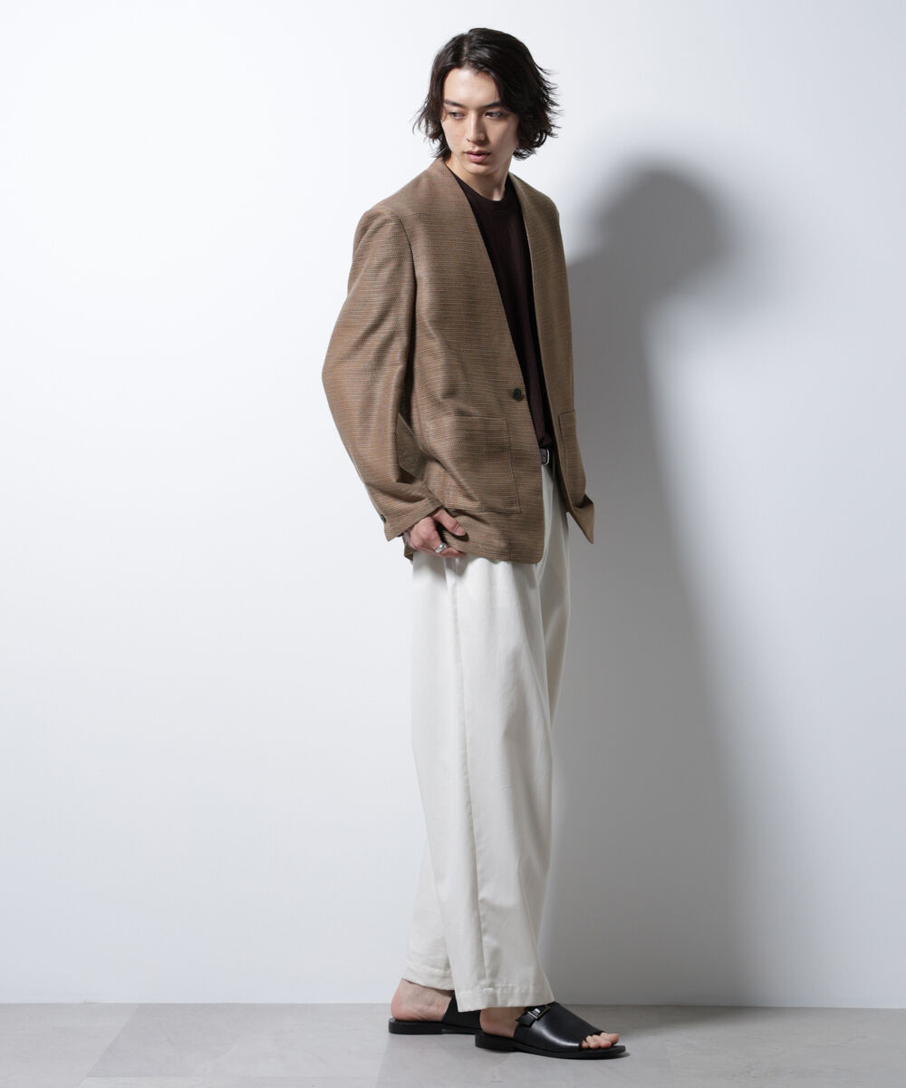 nano･universe「スラブラメ ノーカラージャケット」|テーラードジャケット|