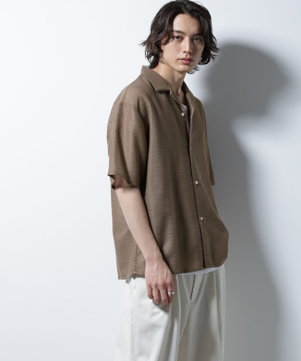 nano･universe「スラブラメ オープンカラーシャツ」|シャツ・ブラウス|