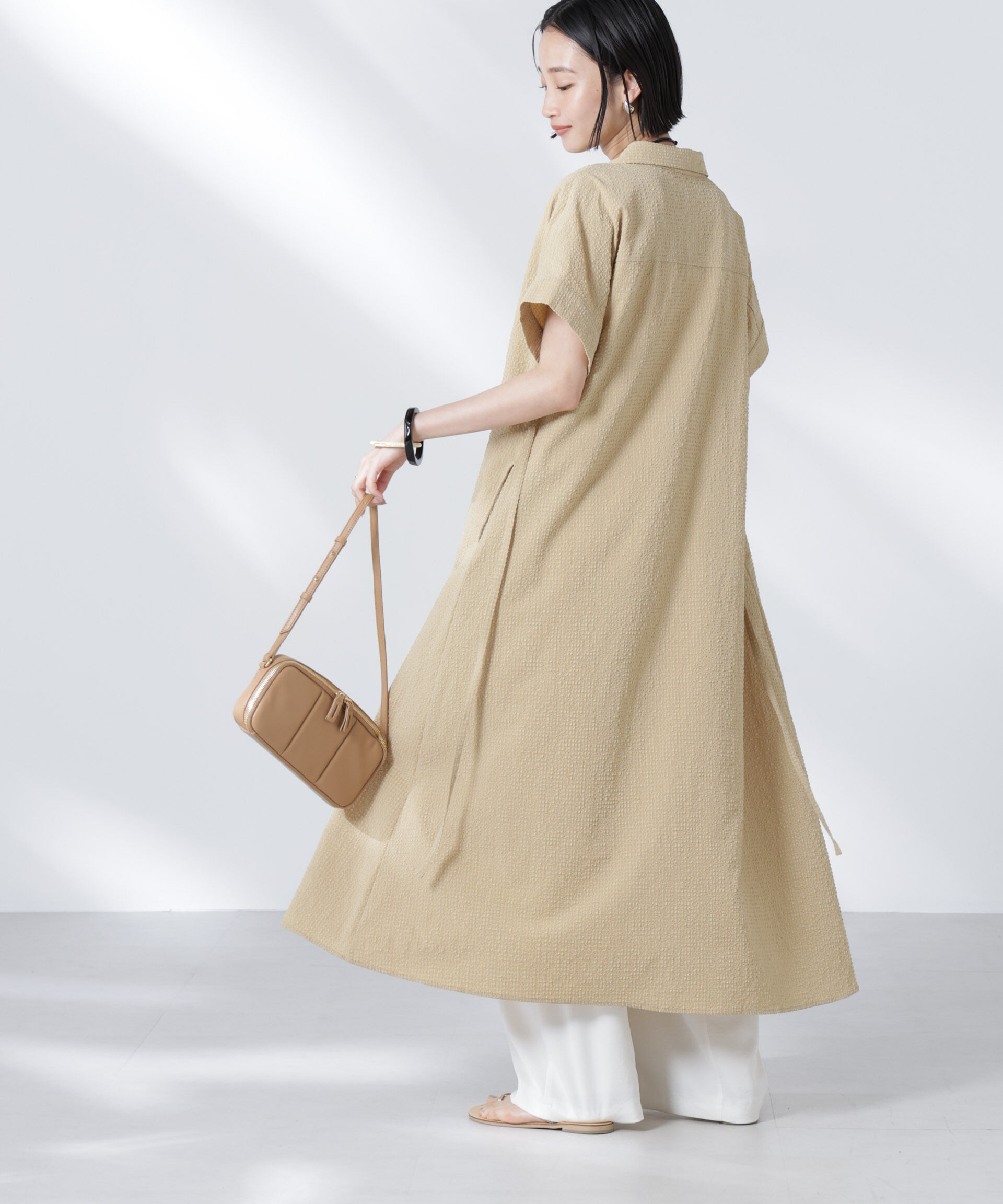 nano･universe「サッカードルマンスリーブシャツワンピース」|ワンピース|