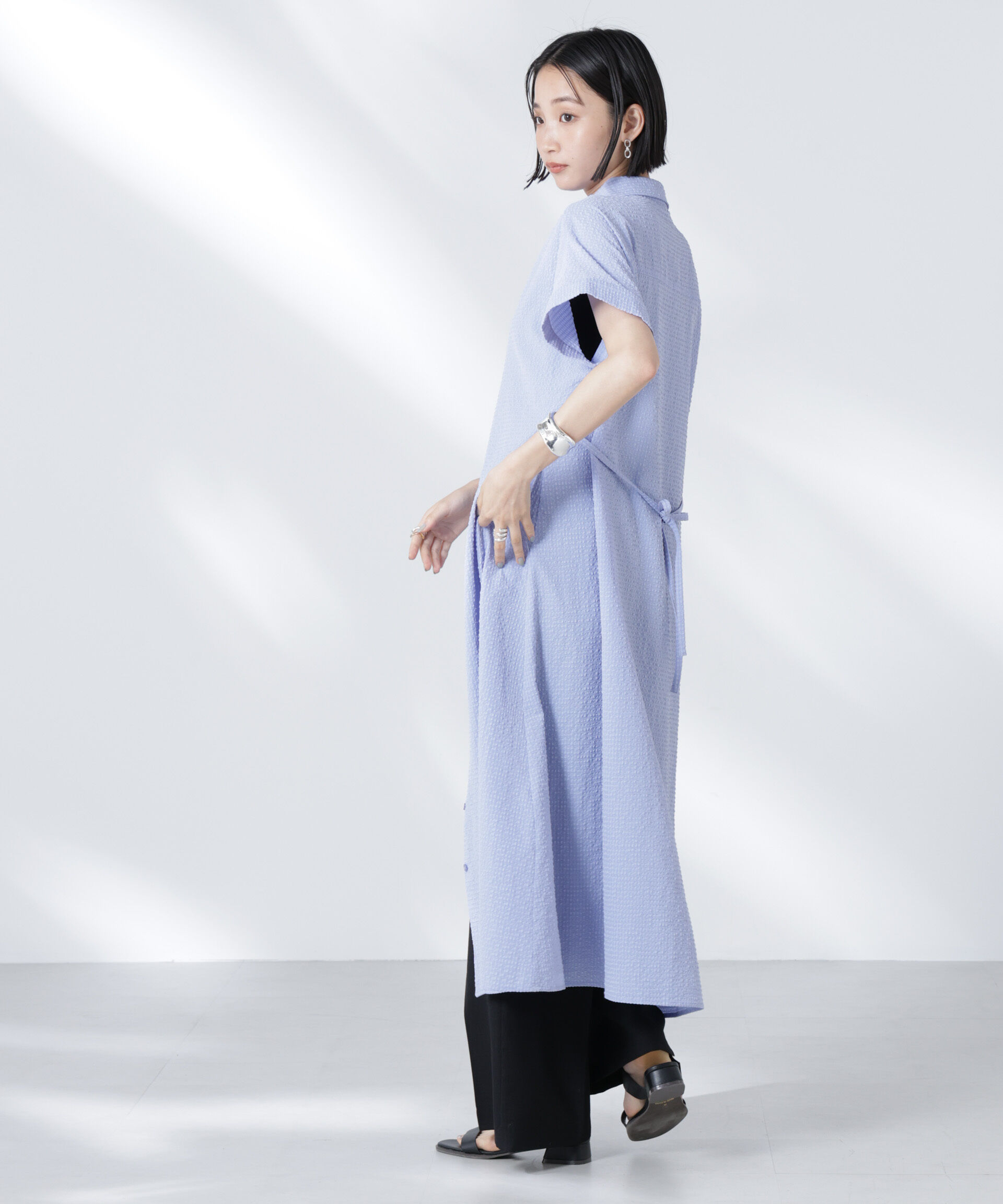 nano･universe「サッカードルマンスリーブシャツワンピース」|ワンピース|