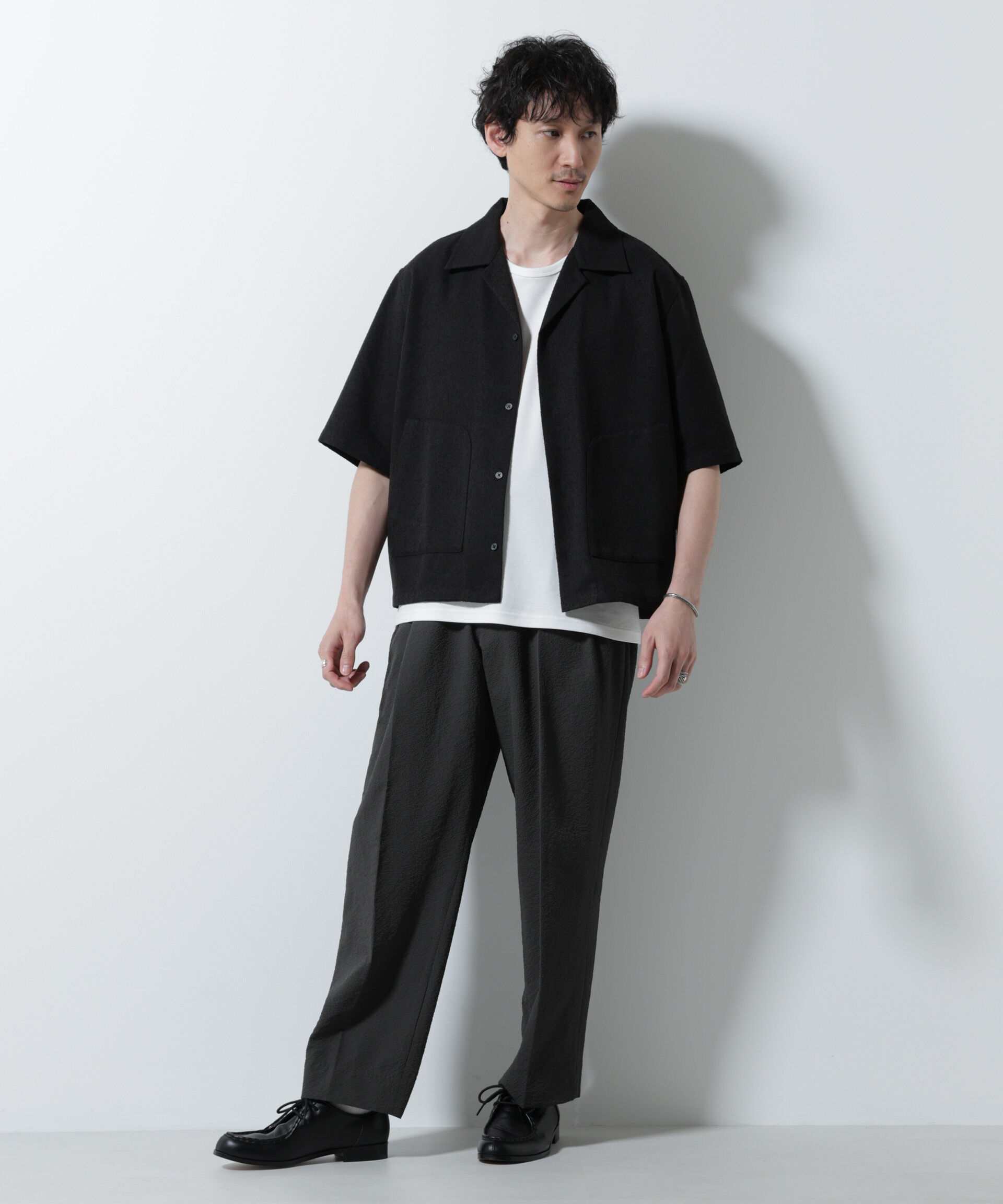 nano･universe「ネップツイルポケットシャツ 半袖」|シャツ・ブラウス|