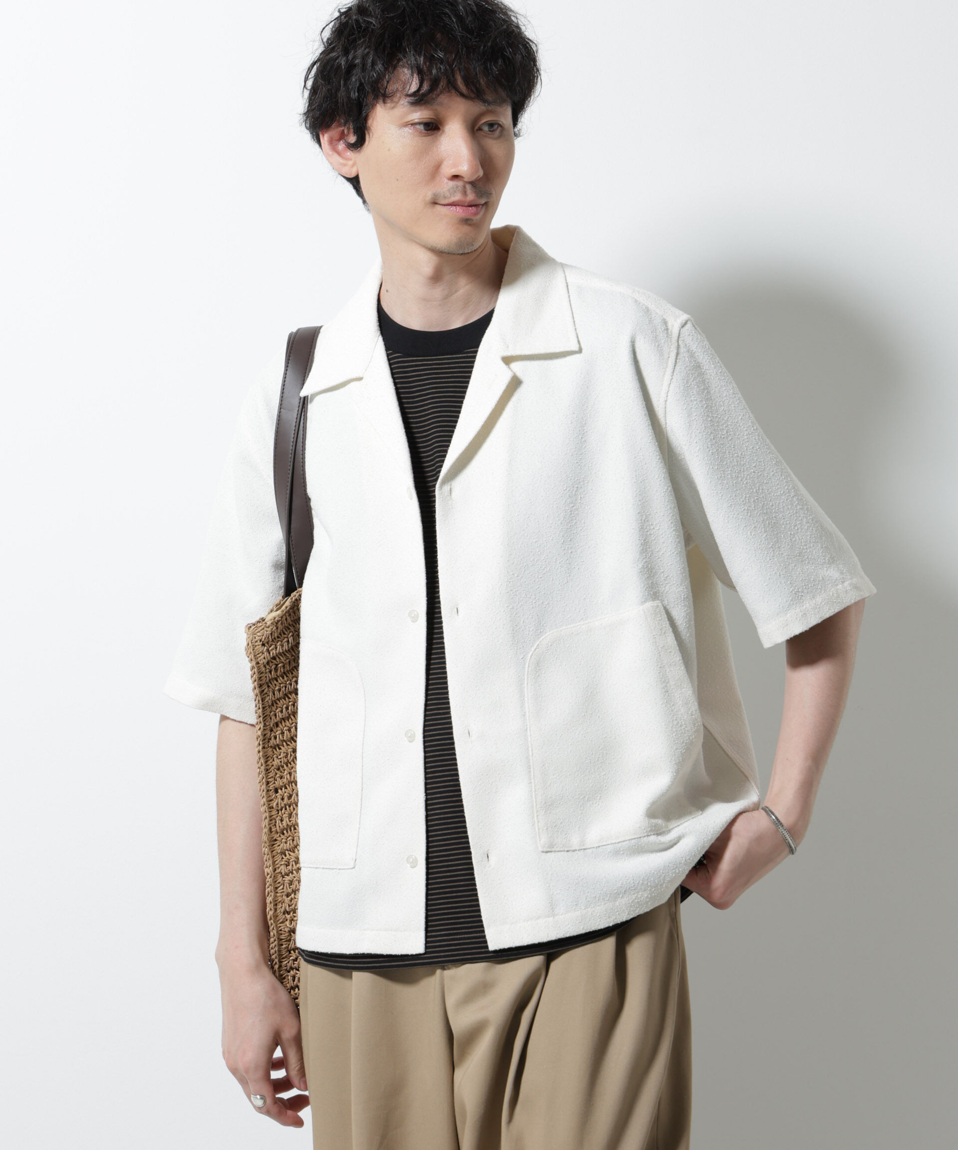 nano･universe「ネップツイルポケットシャツ 半袖」|シャツ・ブラウス|