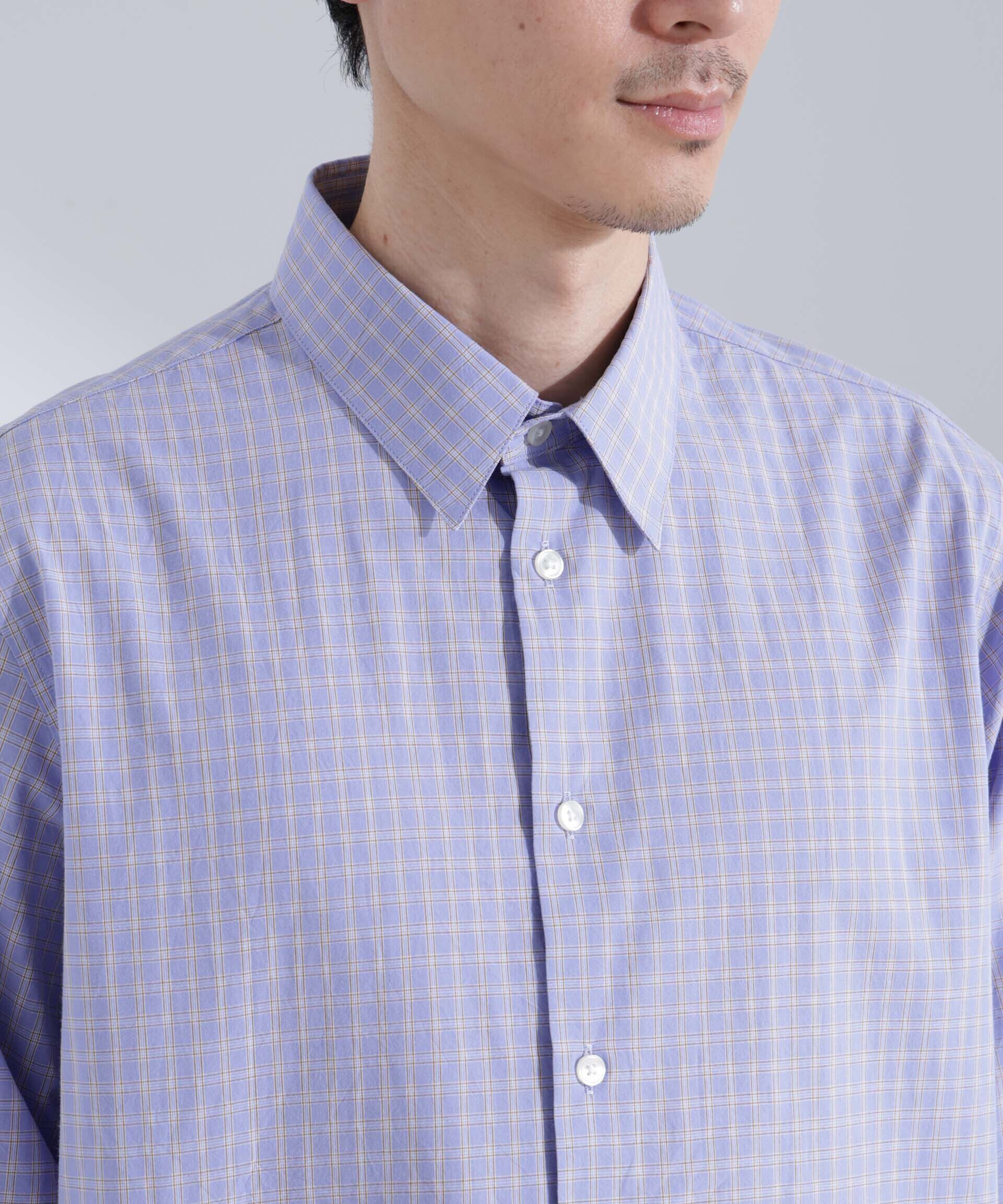  「タイプライターチェックステンカラーシャツ　長袖」|シャツ・ブラウス|