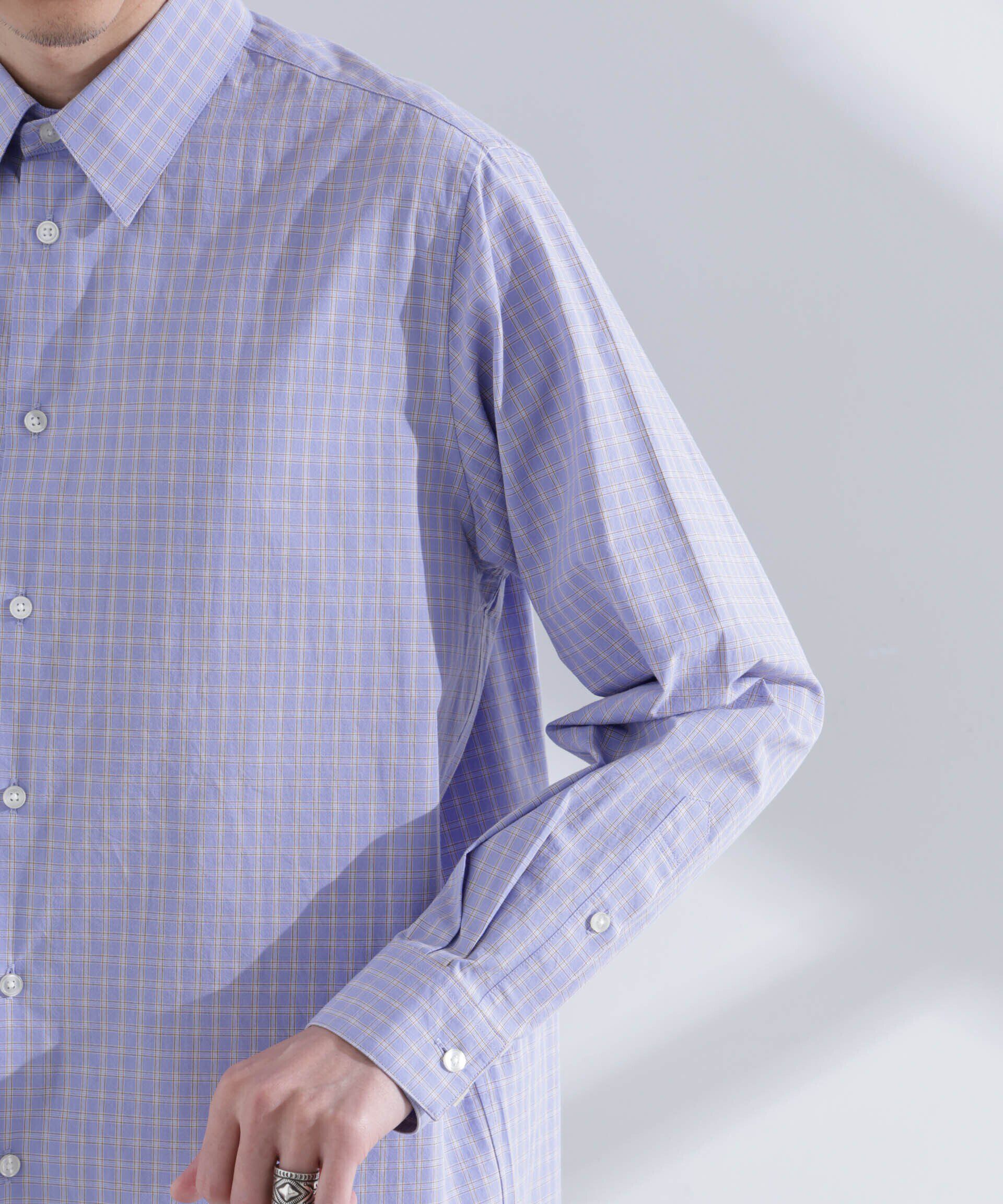  「タイプライターチェックステンカラーシャツ　長袖」|シャツ・ブラウス|