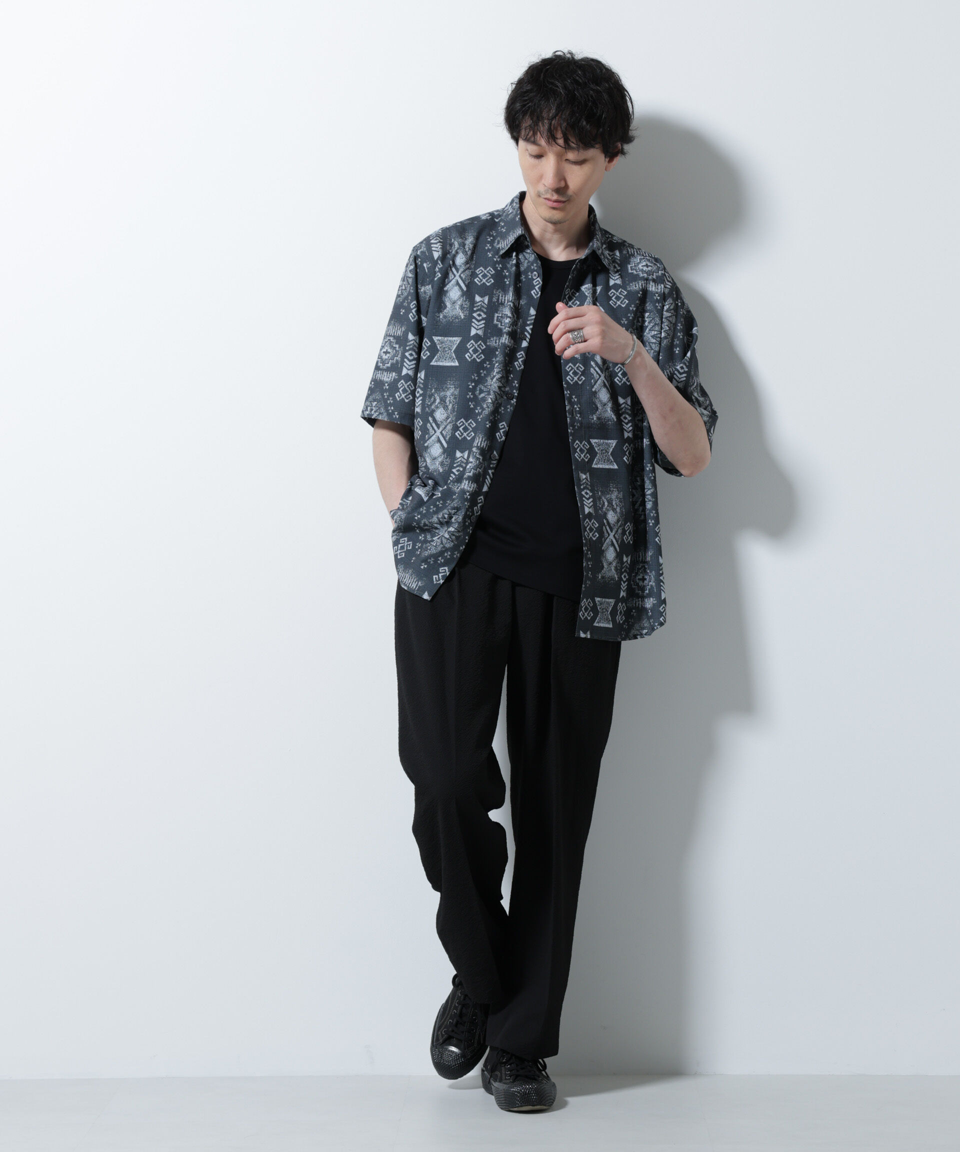 nano･universe「デジタルプリントシャツ 半袖」|シャツ・ブラウス|