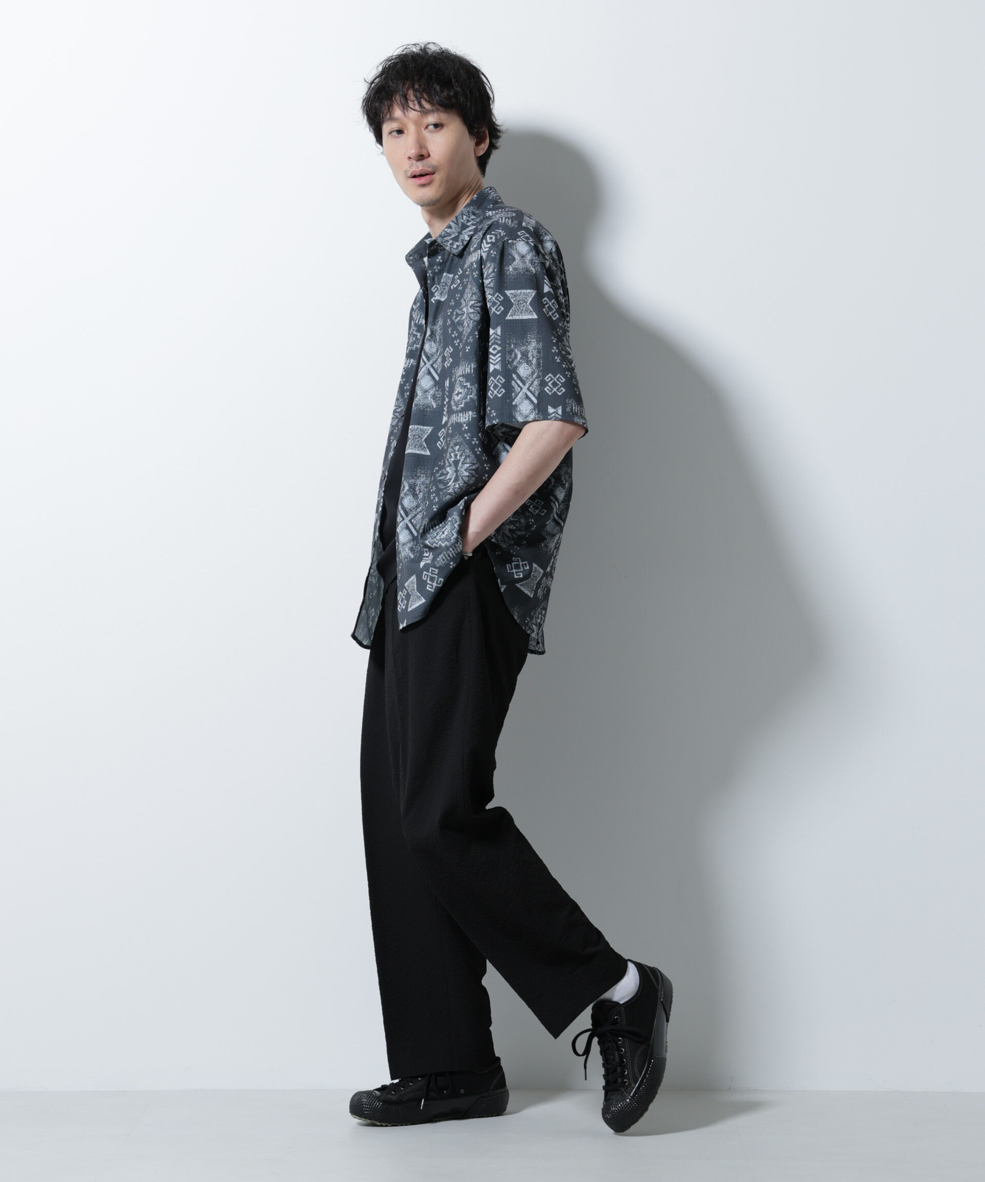 nano･universe「デジタルプリントシャツ 半袖」|シャツ・ブラウス|