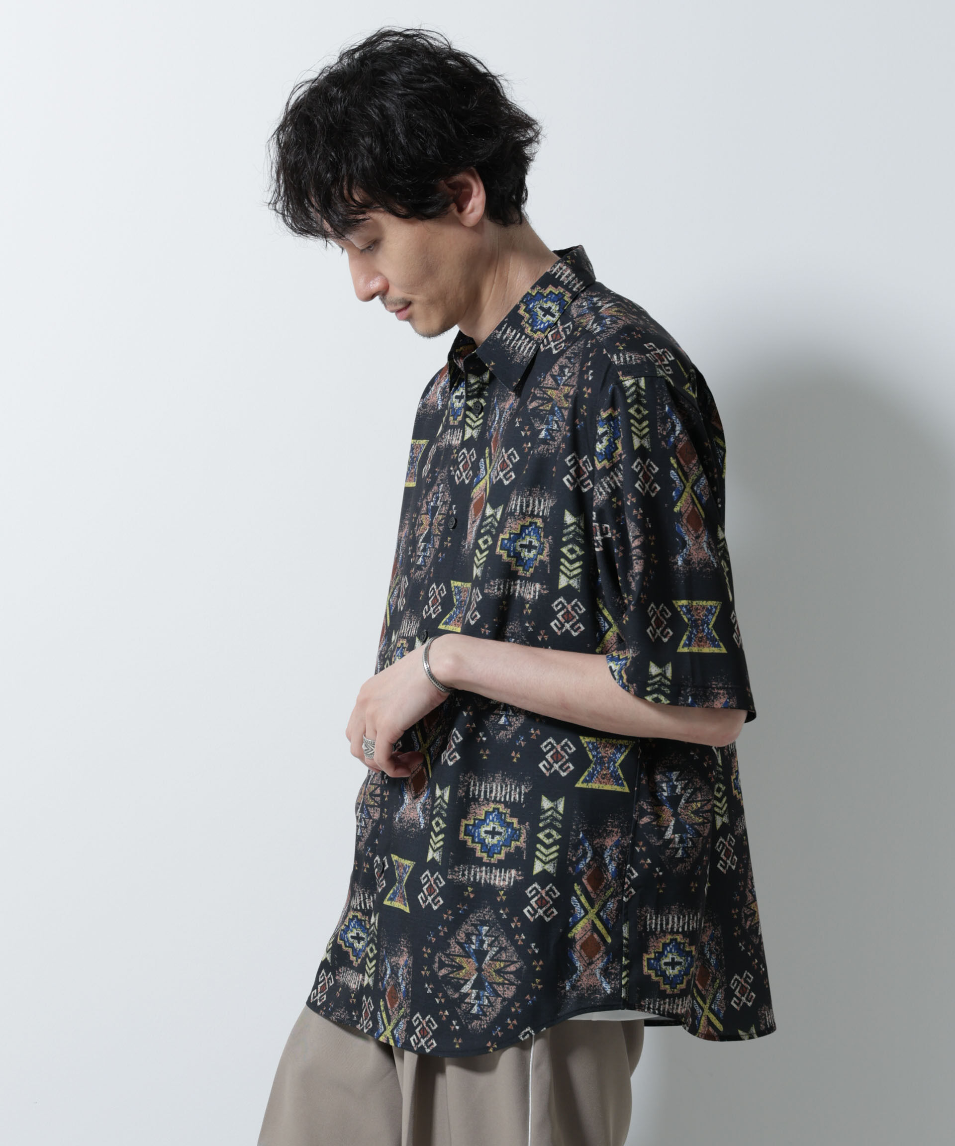 nano･universe「デジタルプリントシャツ 半袖」|シャツ・ブラウス|