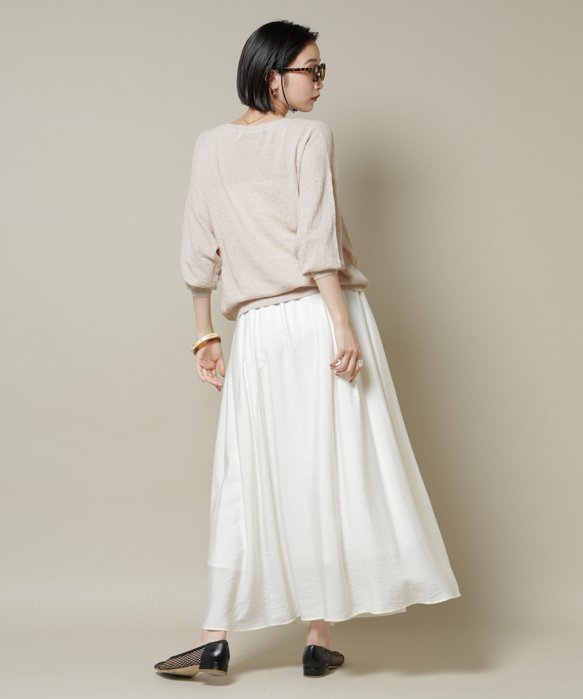 nano･universe「梨地ボートネックワイドシルエットニット」|ニット・セーター|