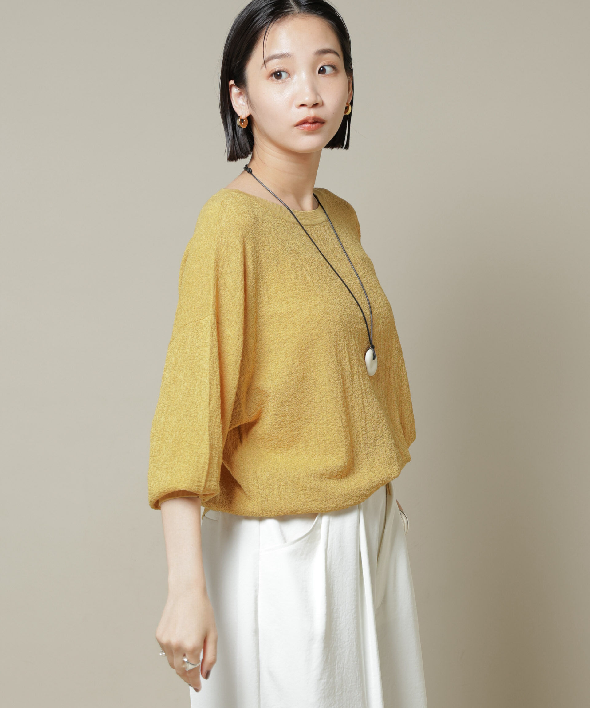 nano･universe「梨地ボートネックワイドシルエットニット」|ニット・セーター|