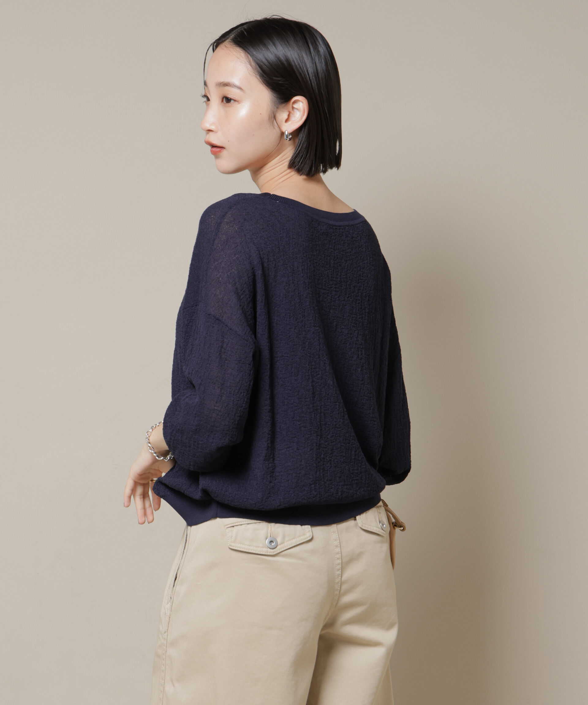 nano･universe「梨地ボートネックワイドシルエットニット」|ニット・セーター|