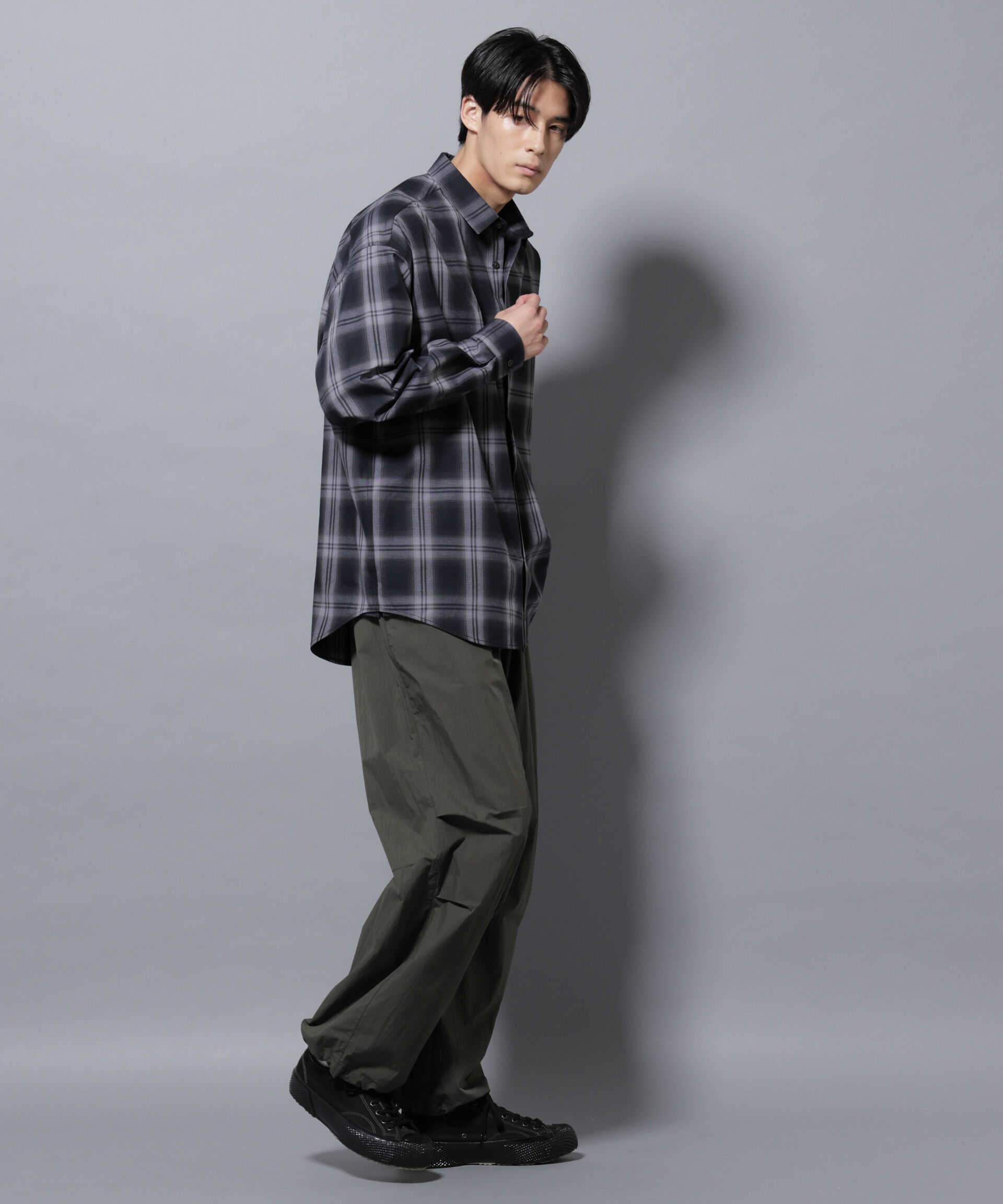 nano･universe「ビッグドレープチェックシャツ 長袖」|シャツ・ブラウス|