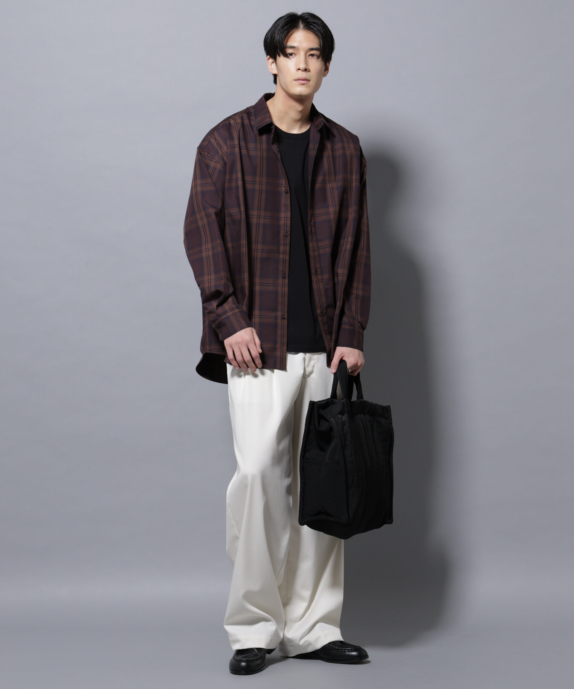 nano･universe「ビッグドレープチェックシャツ 長袖」|シャツ・ブラウス|