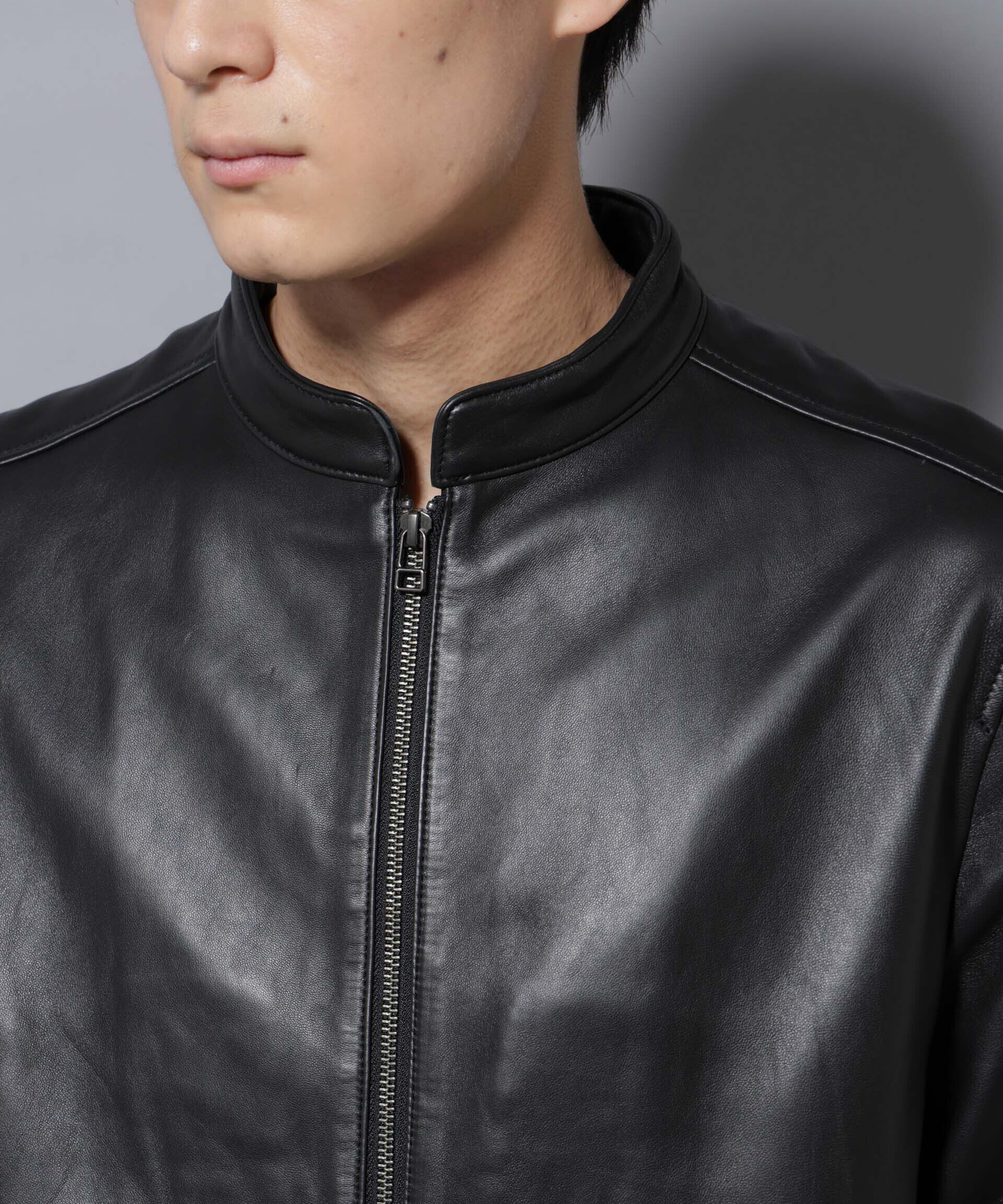 nano･universe「バンドカラーレザーシングルライダースジャケット」|ライダースジャケット|