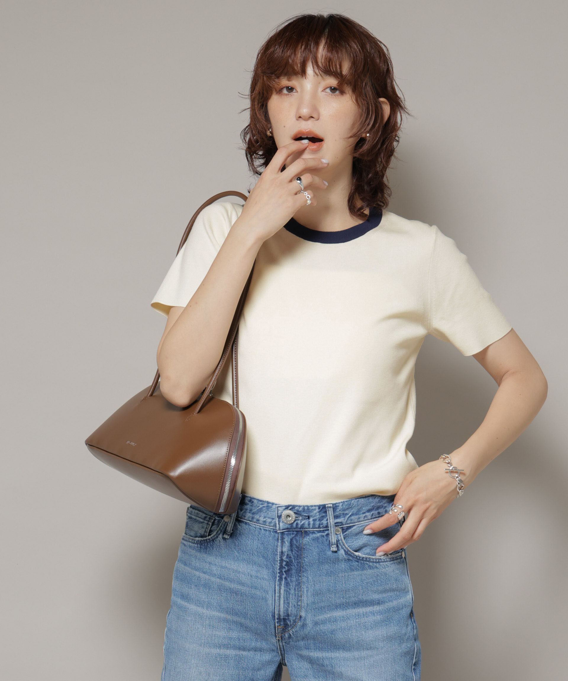 nano･universe「コンパクト総針ニットトップス」|ニット・セーター|オフホワイト1