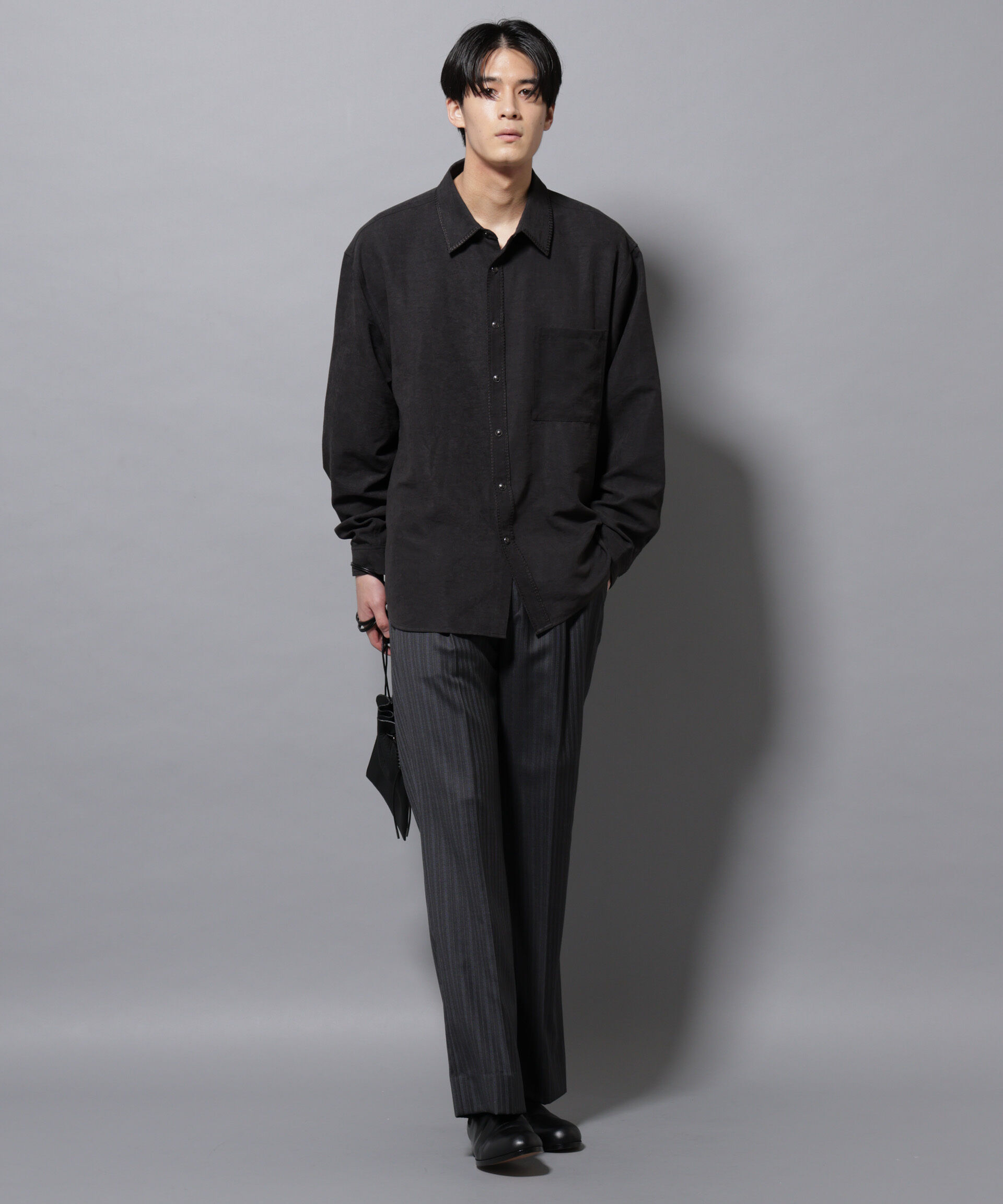 nano･universe「エンブロイダリーフェイクスウェードシャツ」|シャツ・ブラウス|