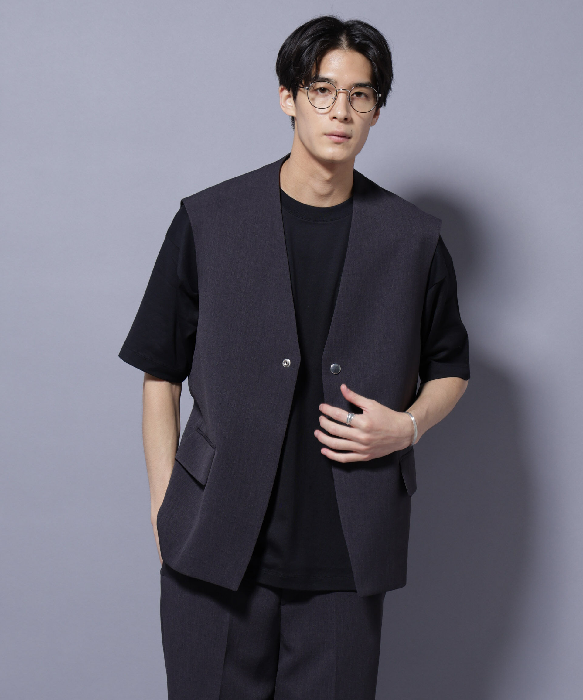 nano･universe「Reflax(R) ダブルクロスウェザーベスト(セットアップ可)」|ダウンベスト・ベスト|