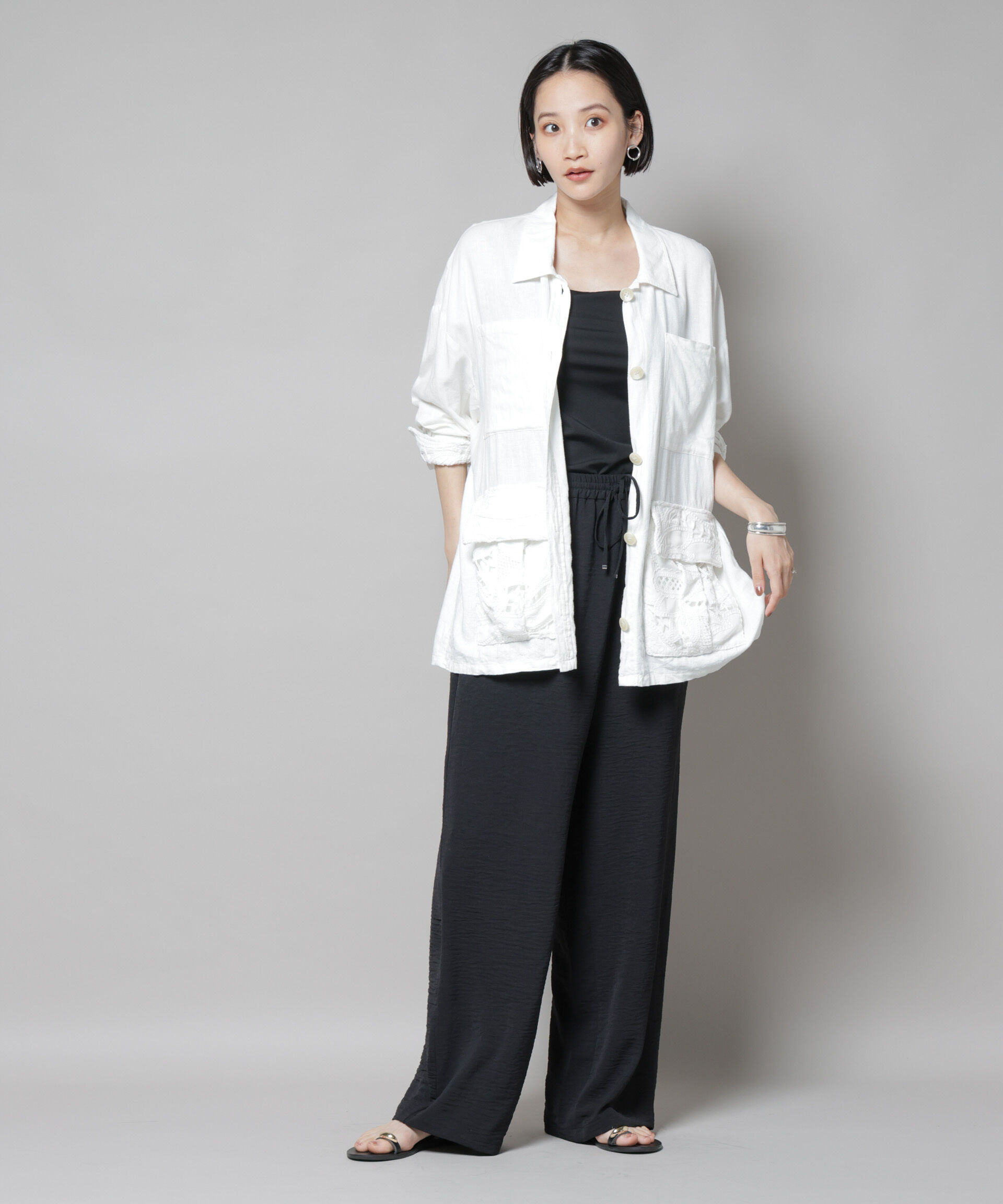 nano･universe「イージードロストワイドパンツ(セットアップ可)」|チノ|