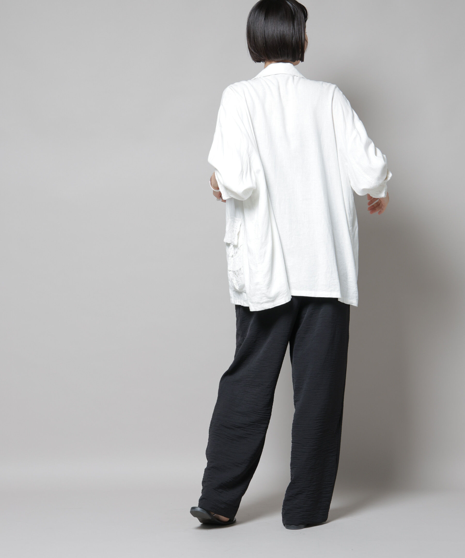 nano･universe「イージードロストワイドパンツ(セットアップ可)」|チノ|