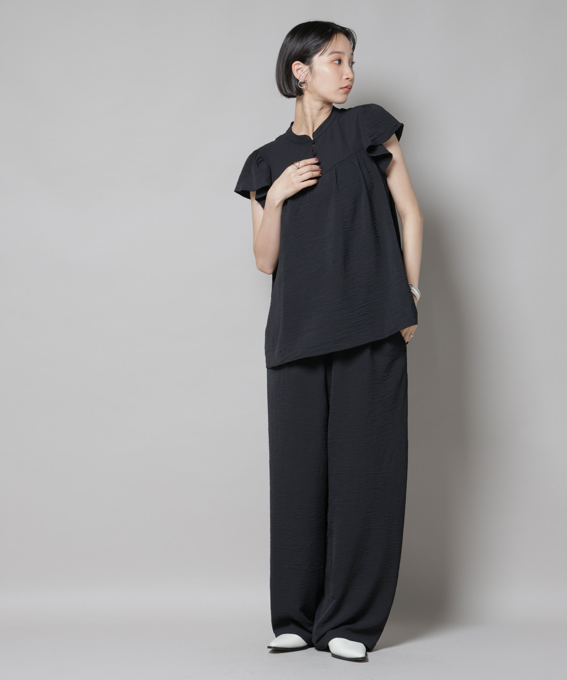 nano･universe「イージードロストワイドパンツ(セットアップ可)」|チノ|