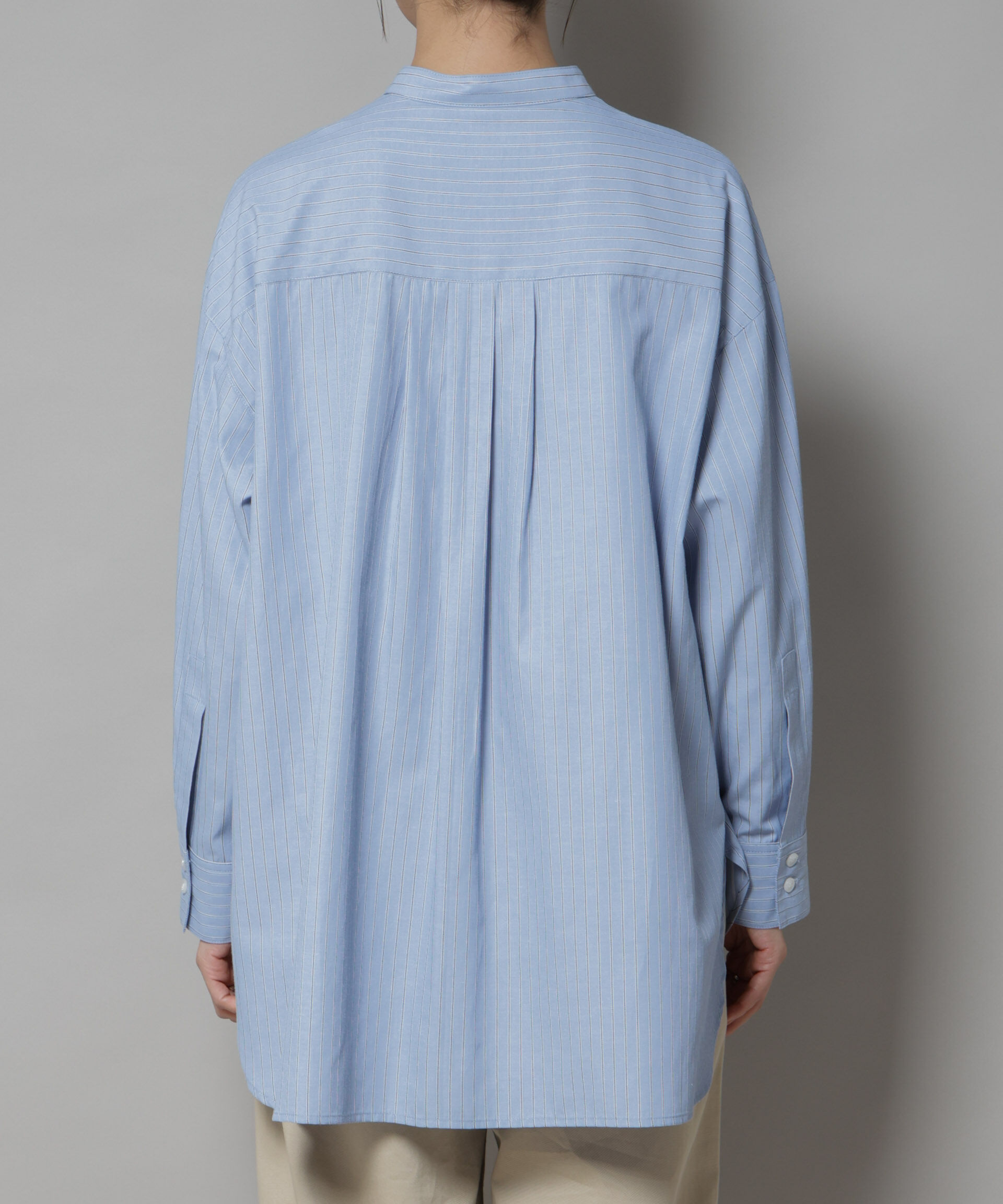 nano･universe「スタンドカラーストライプシャツ」|シャツ・ブラウス|