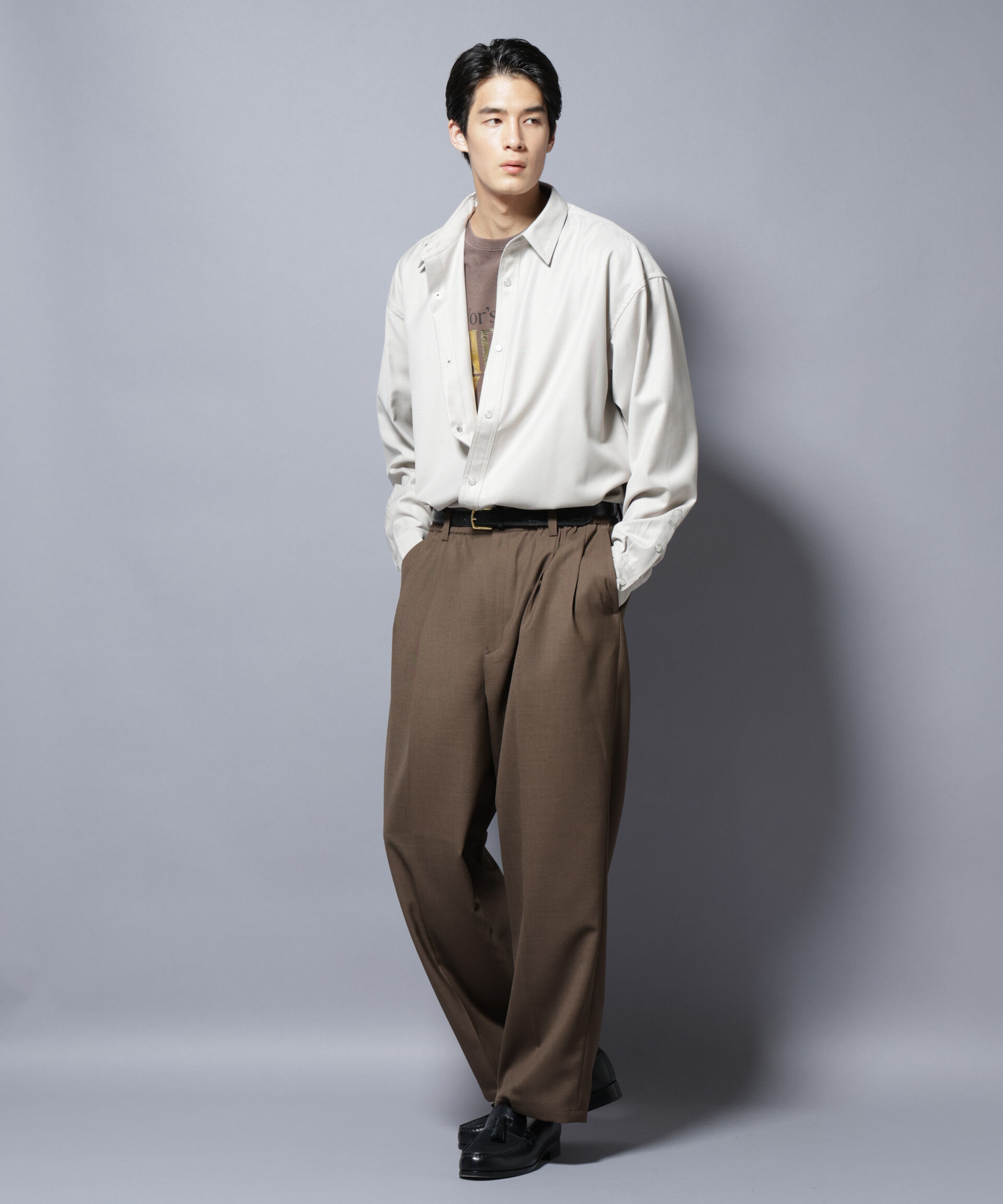 nano･universe「トリプルステッチ パールドットオーバーシャツ」|シャツ・ブラウス|