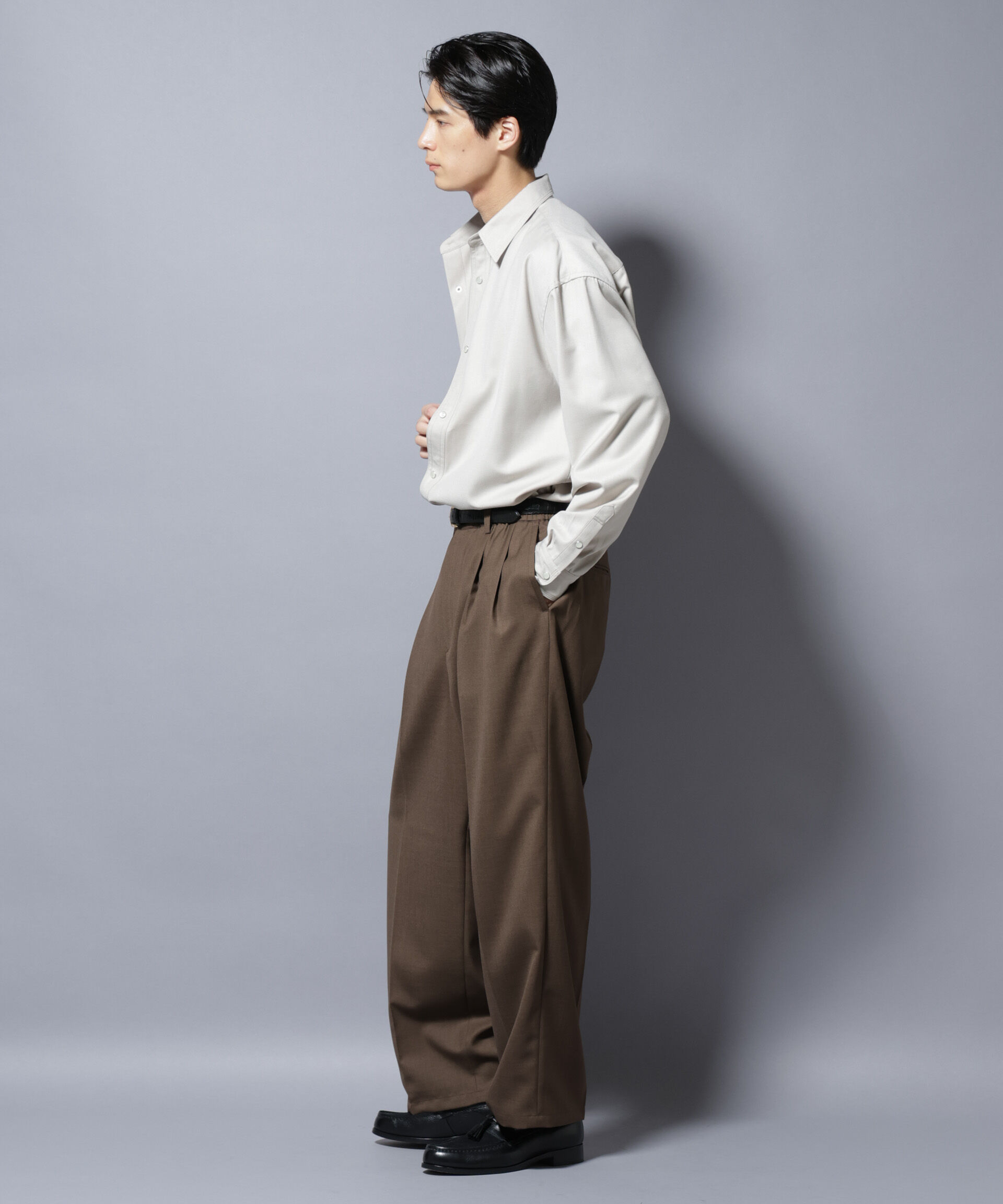 nano･universe「トリプルステッチ パールドットオーバーシャツ」|シャツ・ブラウス|